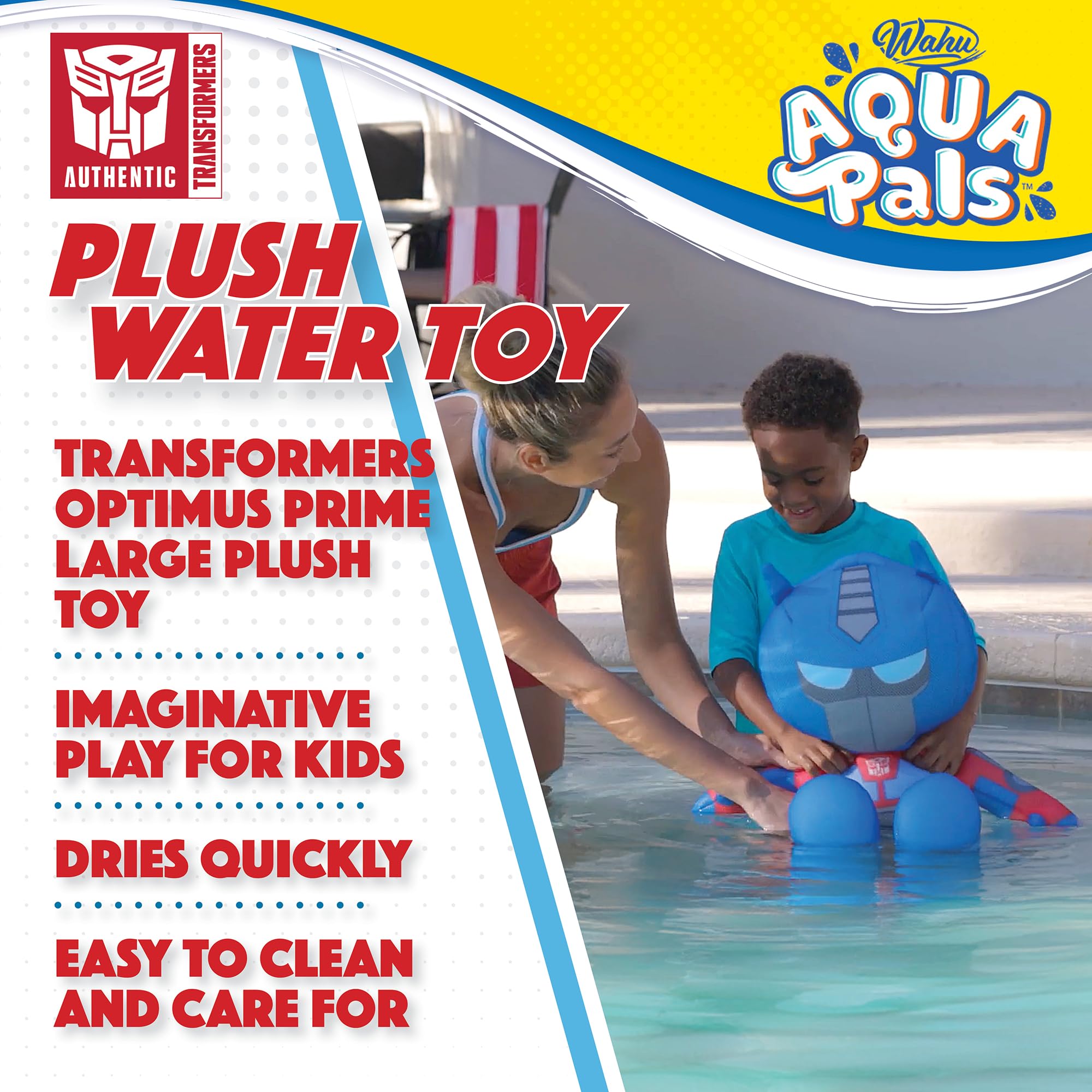 Wahu Aqua Pals Hasbro Transformers Optimus Prime Large Plush Water Toy - Pool, Beach, Backyard, Bathtub & Indoor Water Play for Kids | Fun Bath Time & Outdoor Splash Activities