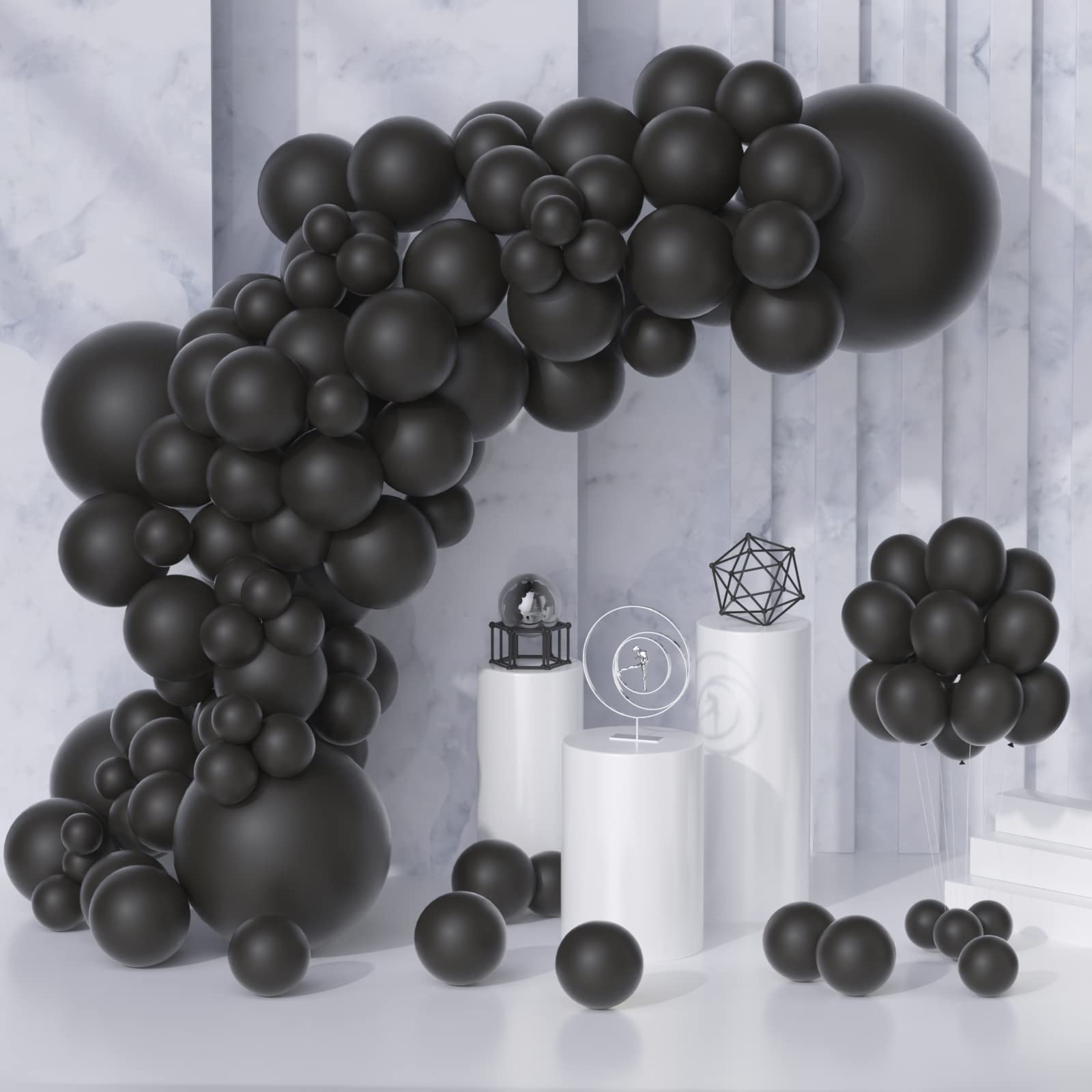 80pcs Black Balloons Kit - 12 Inch & 5 Inch Latex Balloons with Strings for Decorations | Perfect for Black Theme Weddings, Birthday Parties, Graduations, New Year & Engagement Celebrations | Create Stunning Balloon Garlands & Photo Backdrops