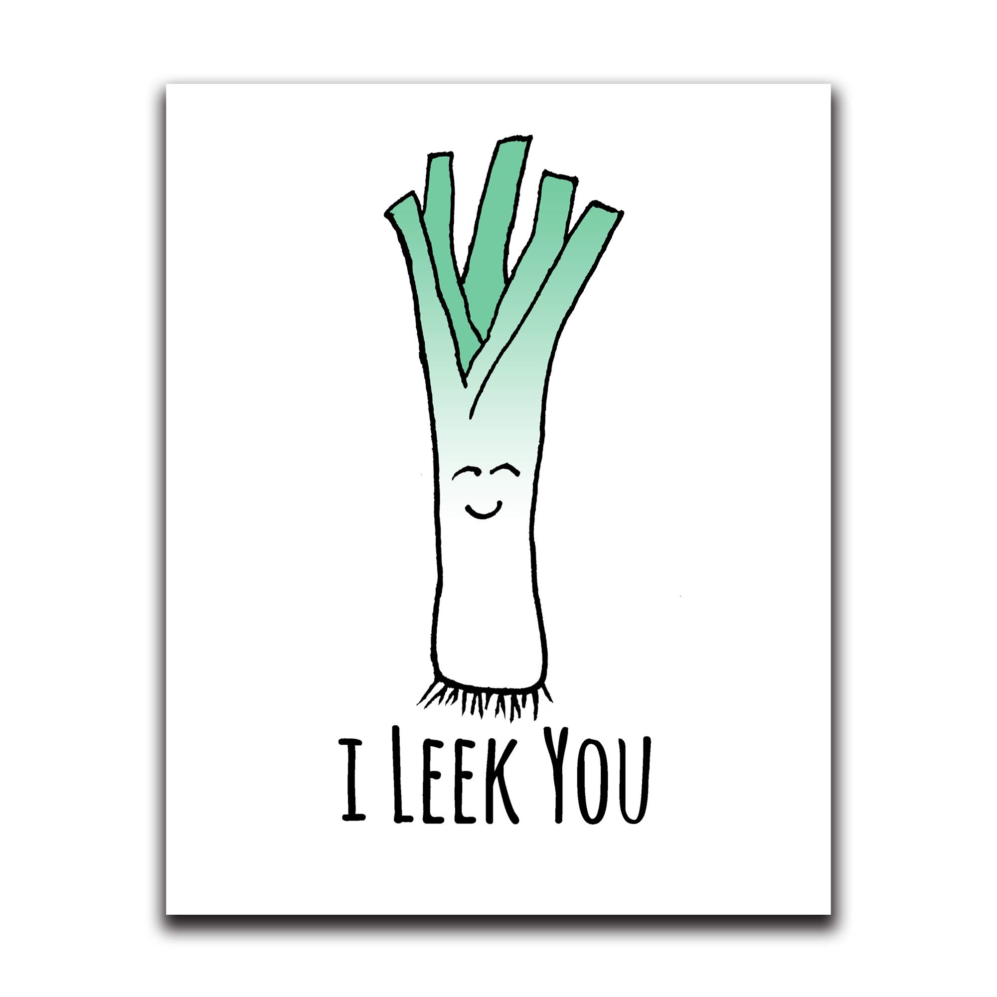 Funny Wall Decor with Sayings - 'I Leek You' Cute Wall Art for Bedroom, Bathroom, Kitchen, Office & Living Room | 8x10 Inch Home Decor for Apartments & Dorm Rooms | Perfect Gift for Friends & Housewarming