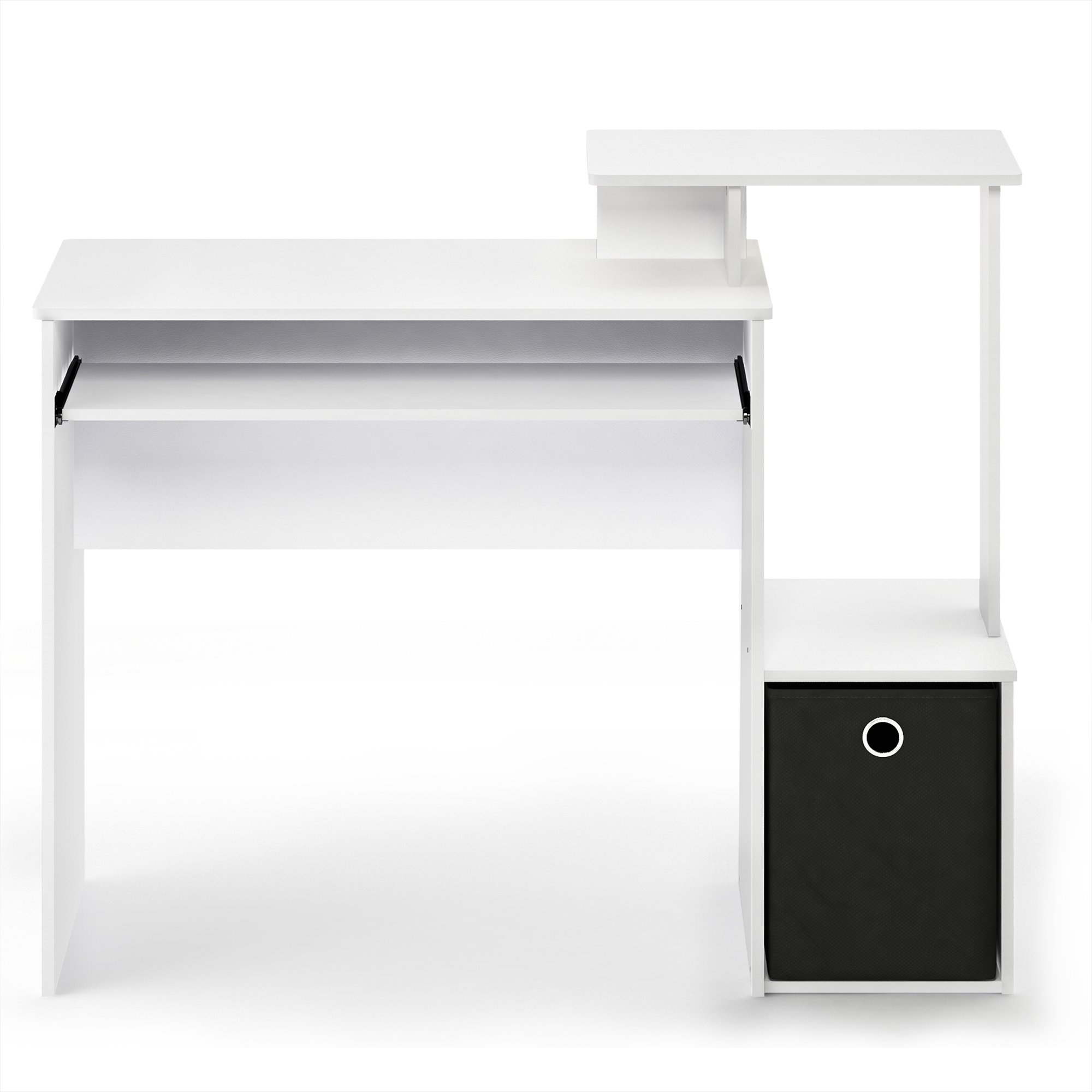 Furinno Econ Multipurpose Home Office Computer Writing Desk - Compact Workstation for Small Spaces, White/Black - Perfect for Remote Work, Study & Home Office Setup