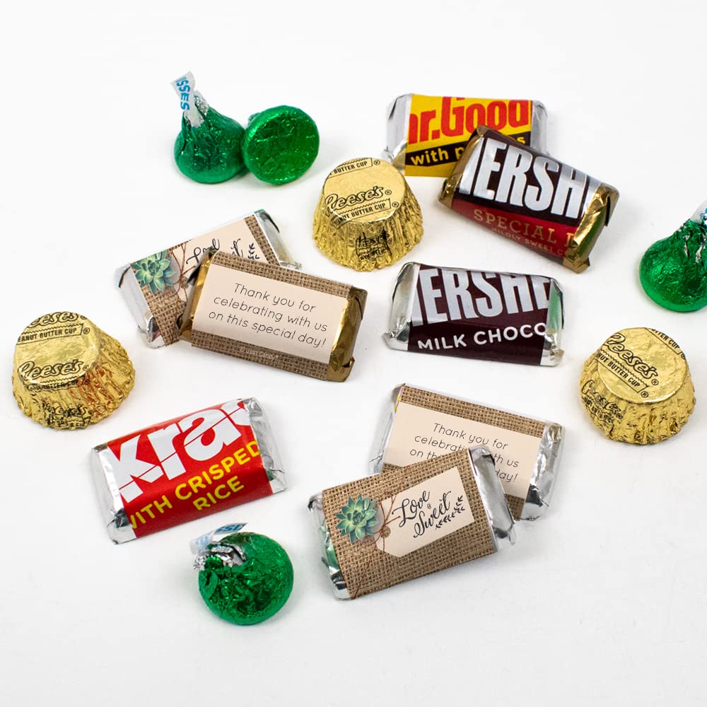 200pcs Personalized Wedding Candy Favor Kit - Custom Wrapped Chocolate Miniatures, Hershey's Kisses & Reese's Peanut Butter Cups - Elegant Wedding Party Favors & Candy Table Decorations for Guests (Perfect for Bridal Showers, Receptions and Anniversary Celebrations)