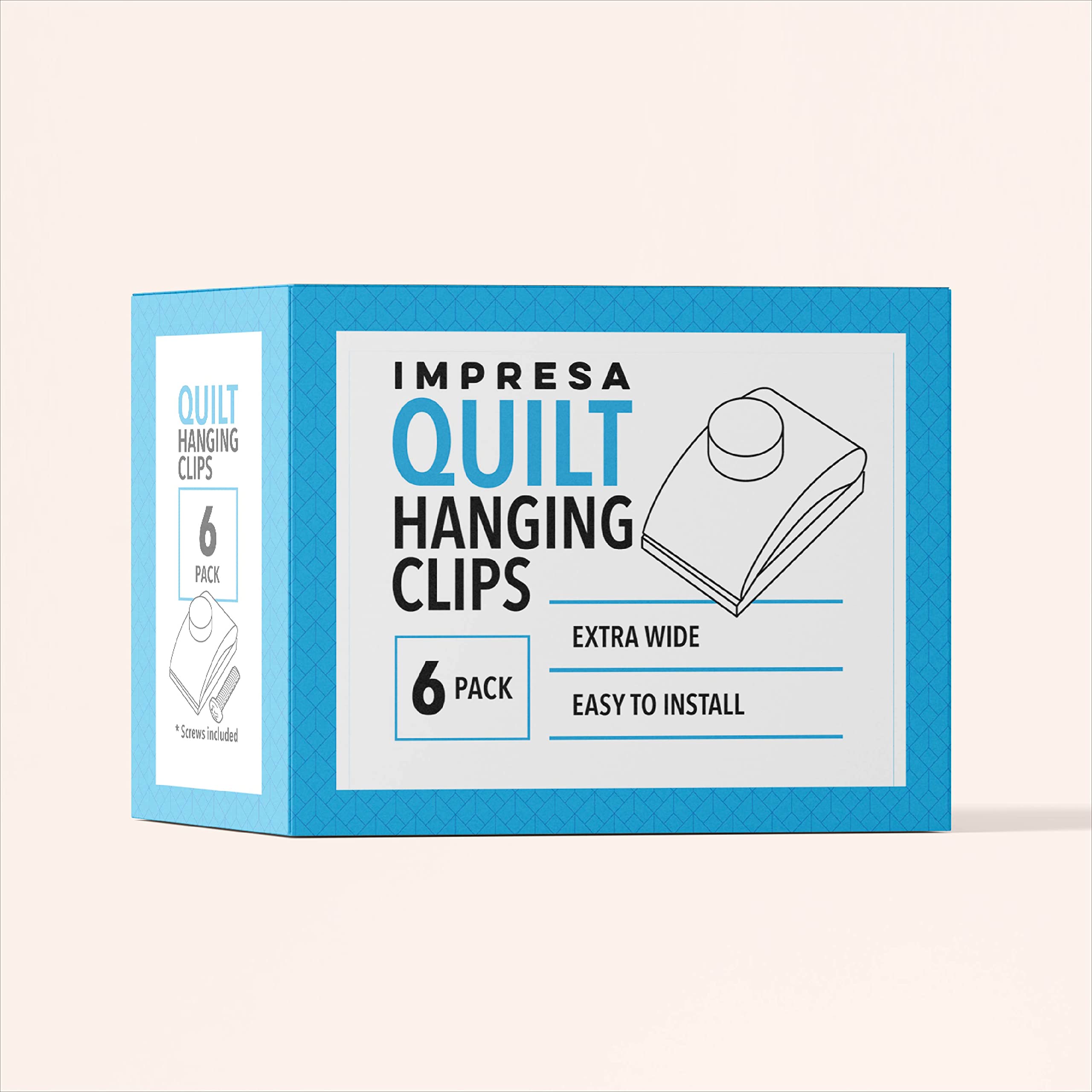 IMPRESA [6 Pack] Extra Wide Strong Grip Tapestry Hangers for Walls - Easy to Install Quilt Hanger Clips with Hardware Included - Stylish Wooden Display Hooks for Quilts, Tapestries & Wall Art | Perfect for Home Decor, Gallery Displays & DIY Projects
