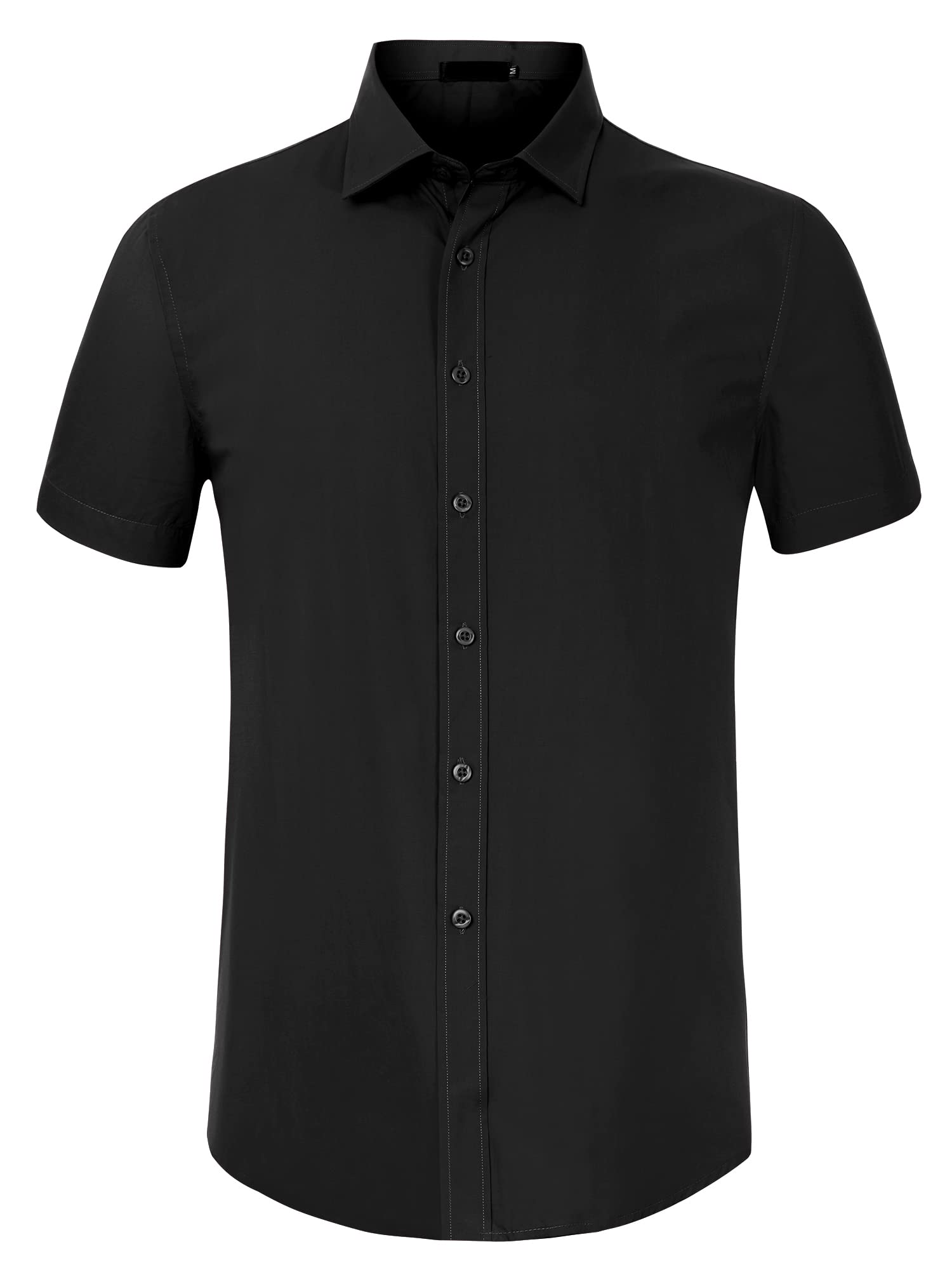 Lars Amadeus Men's Short Sleeve Dress Shirt - Regular Fit Solid Button Down Shirt for Business Casual & Office Wear - Perfect for Work, Prom, Weddings & Formal Events