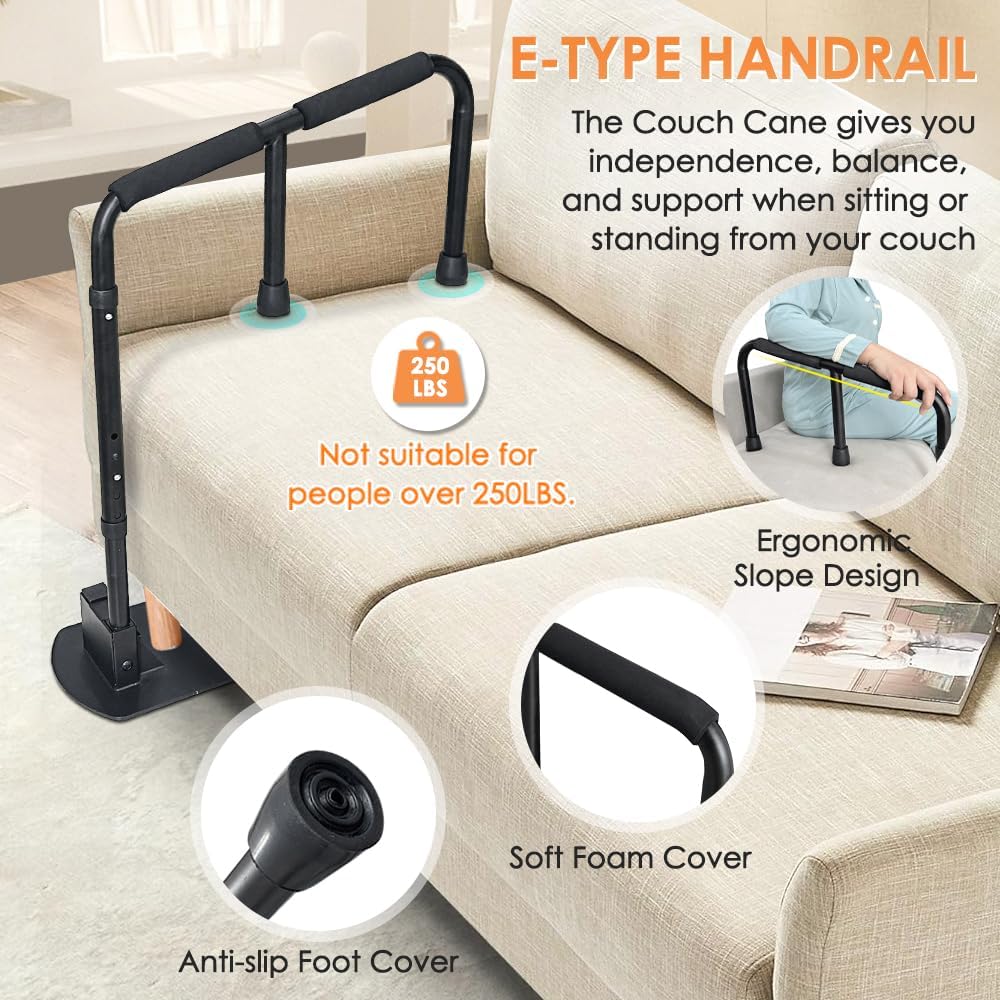 Elderly Standing Assist Chair Lift - Mobility Aid for Seniors & Adults, Couch Lift Assist Cane with Standing Support - Daily Living & Home Care Essential (Black) - Perfect for Post-Surgery Recovery & Independent Living