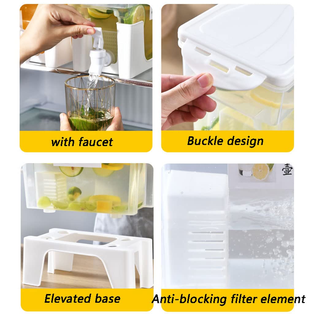 Plastic Beverage Dispenser with Tap for Refrigerator - Transparent Water, Juice, Lemonade Container - Perfect for Parties, BBQs, and Home Use