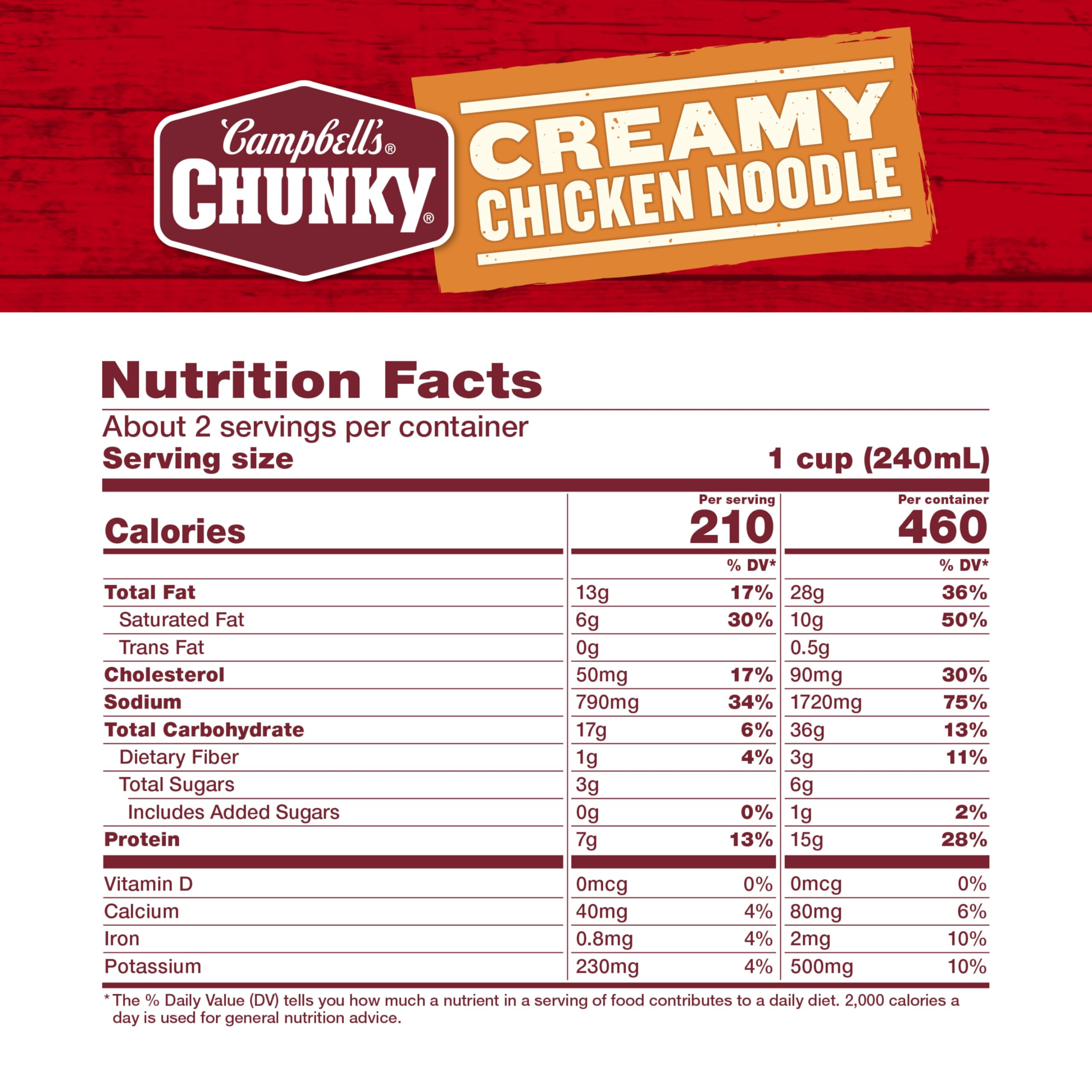Campbell's Chunky Creamy Chicken Noodle Soup - 18.8 Oz Cans (Pack of 12) | Hearty Comfort Food for Cold Days & Quick Meals