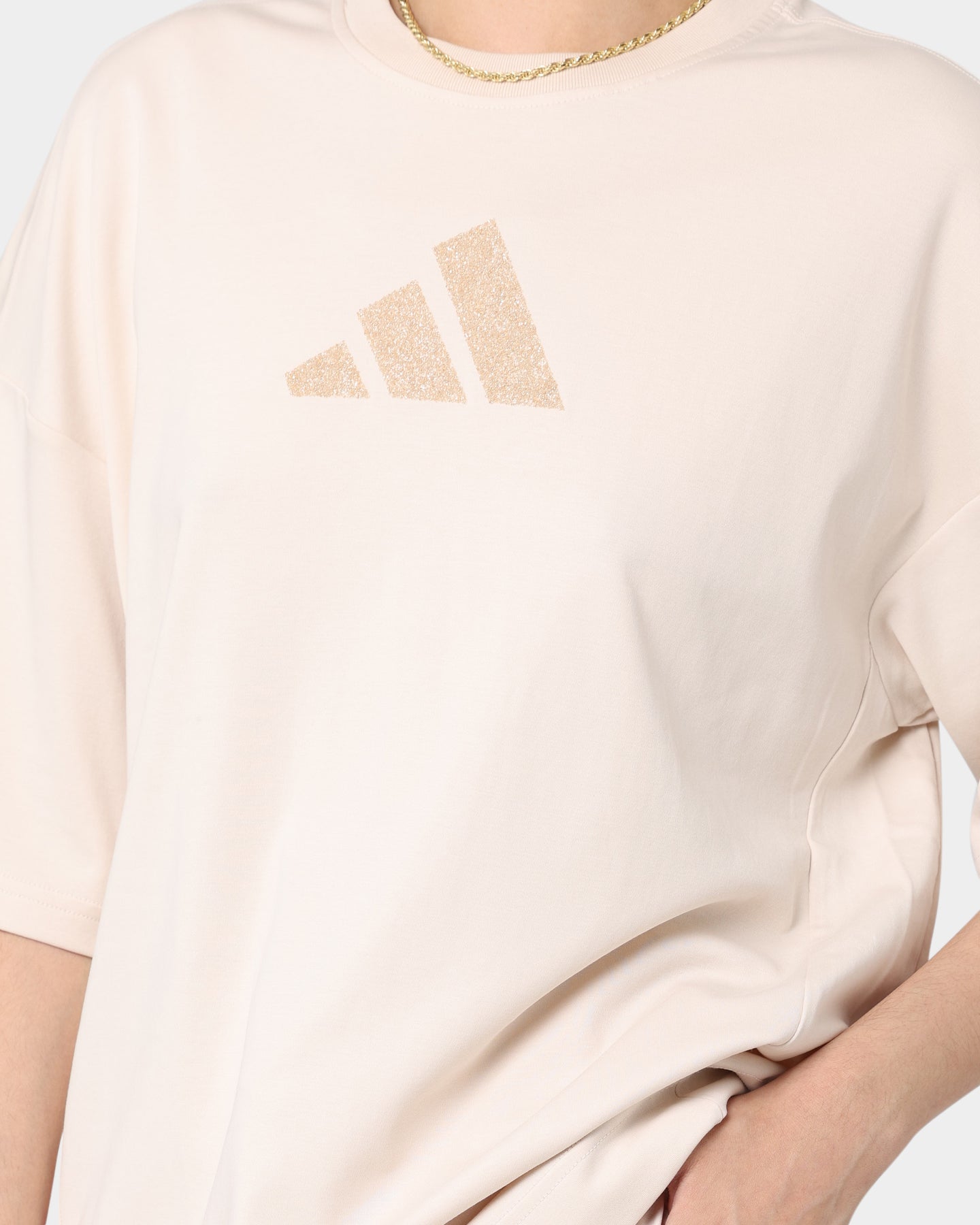 Adidas Women's Swarovski Crystal Embellished T-Shirt - Halo Ivory | Fashion Casual Top for Everyday Wear & Special Occasions
