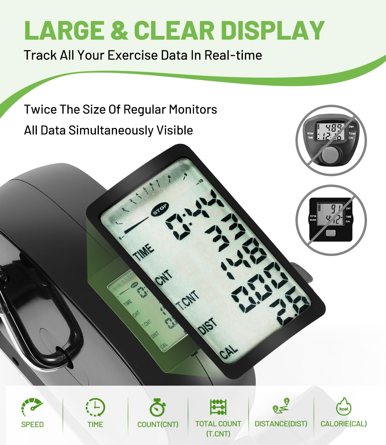 Under Desk Bike Pedal Exerciser - Portable Mini Exercise Bike with LCD Display for Home & Office - Leg & Arm Workout Equipment with Handle - Physical Therapy & Sitting Exercise Machine for Improved Circulation & Mobility - Perfect for Work from Home, Office Fitness & Rehabilitation