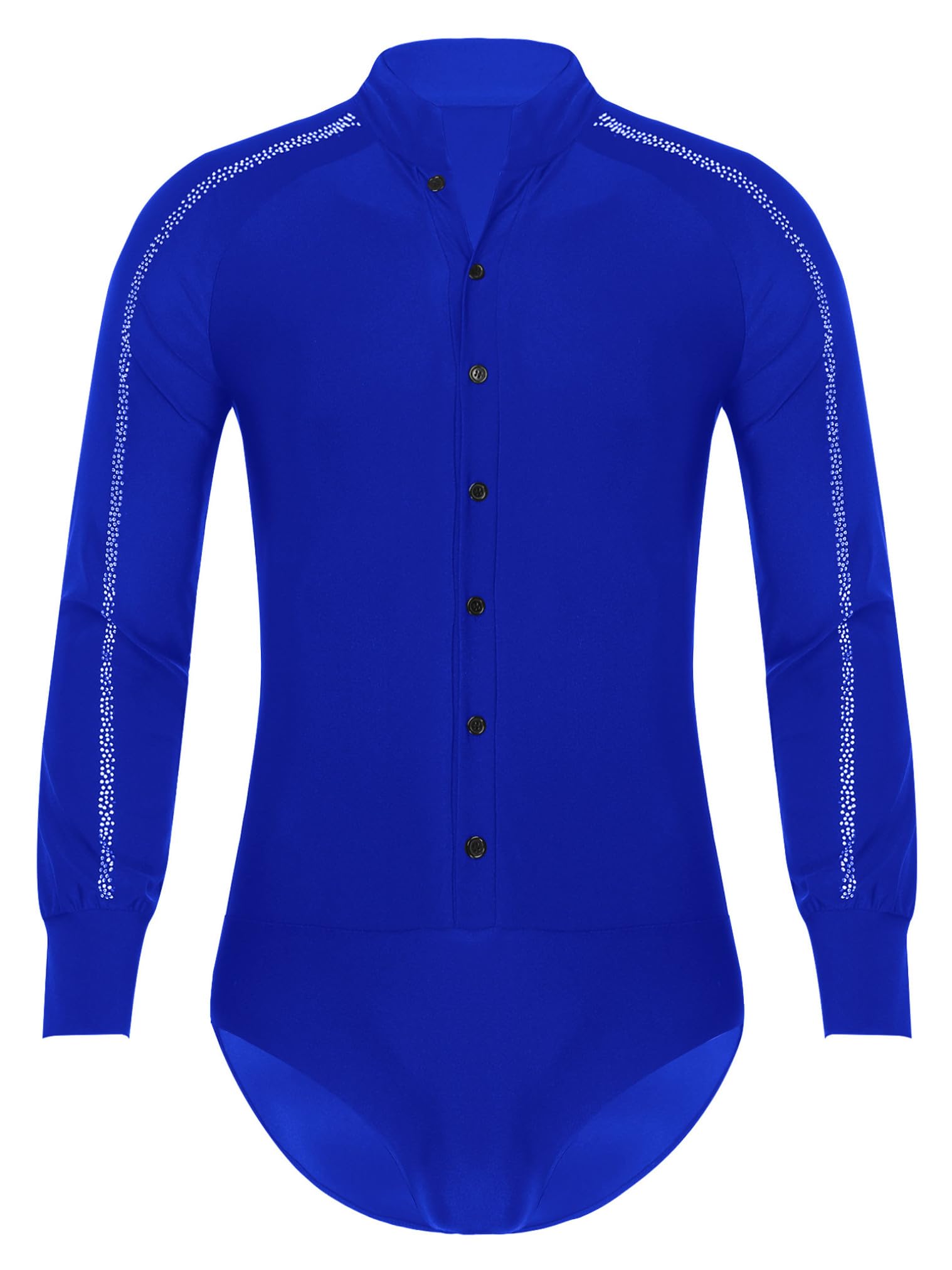 Men's Shiny Latin Tango Dance Shirt - Stretchable Leotard Unitard Bodysuit for Ballroom Dancing | Perfect for Salsa, Tango Performances & Dance Competitions
