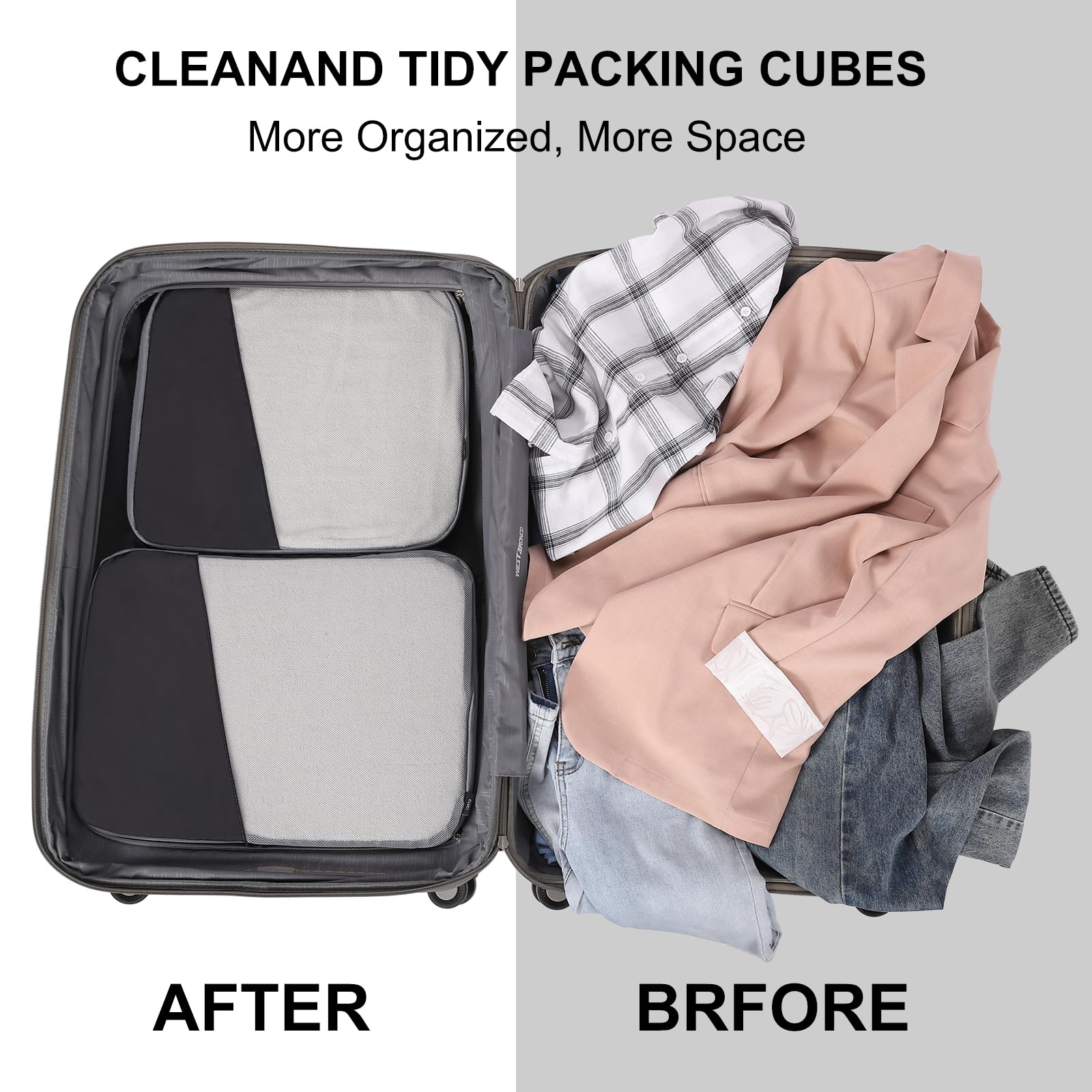 CLUCI 7-Piece/4-Piece Compression Packing Cubes Set - Travel Organizer Bags for Luggage & Suitcases - Space-Saving Travel Accessories for Business Trips, Vacations & Weekend Getaways