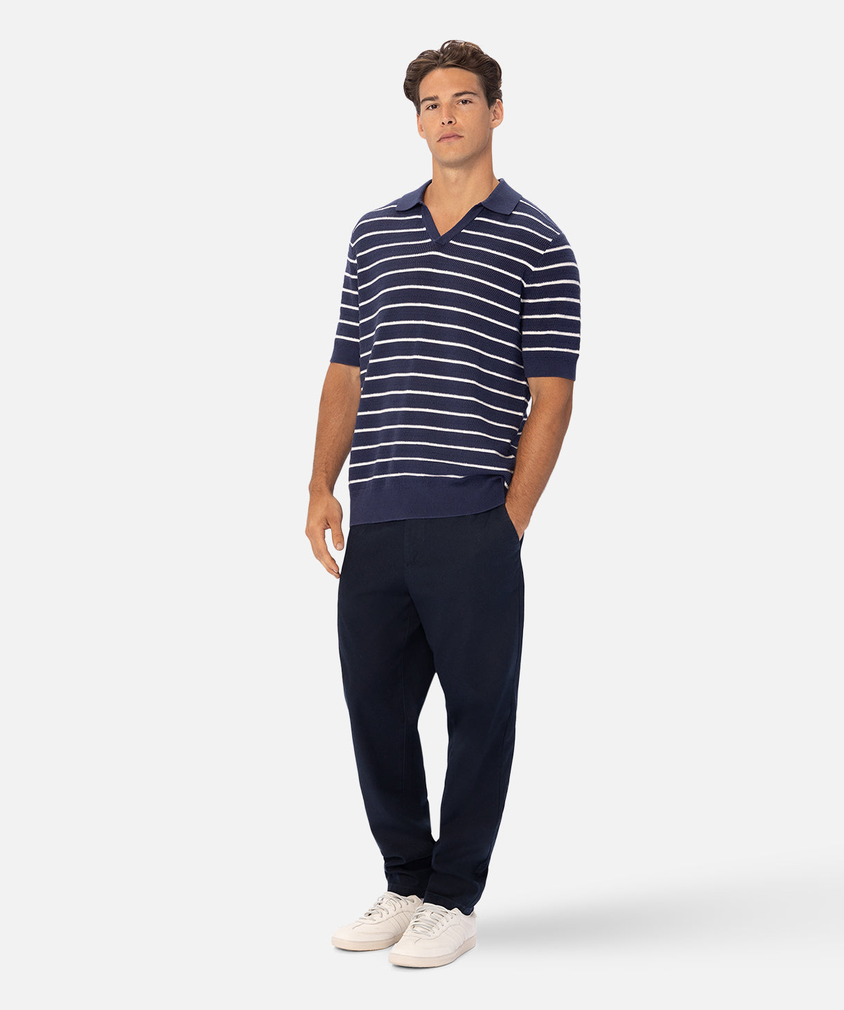The Lyon Stripe Polo Shirt for Men - Classic Blue & White Cotton Casual Wear - Perfect for Golf, Business Casual & Summer Outfits