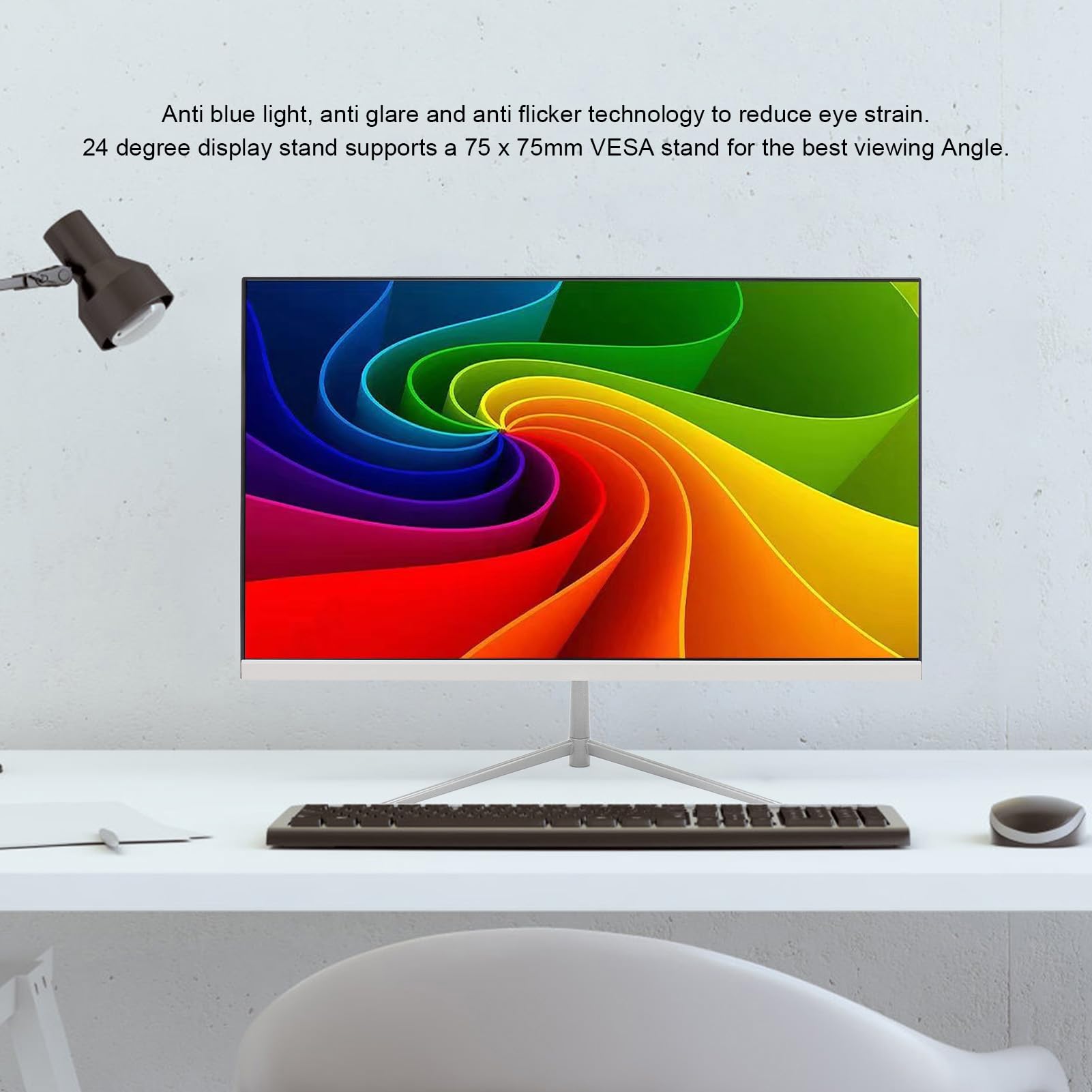Bewinner 24 Inch IPS FHD 1920x1080 Gaming Monitor with 75Hz Refresh Rate, 1ms MBR, LED Backlight - Perfect for PC Gaming, Home Office, and Entertainment (US Plug)