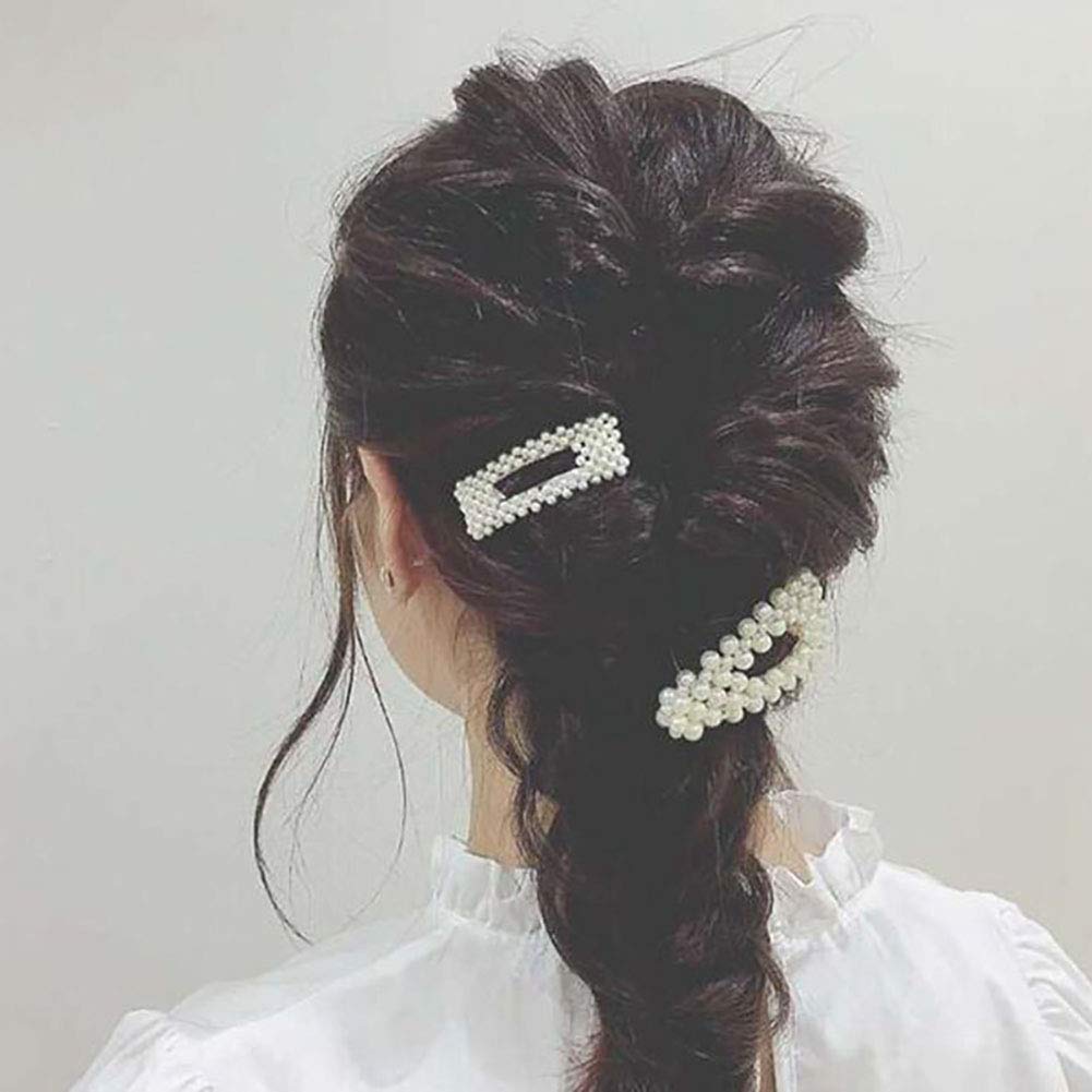 2PCS Elegant Imitation Pearl Hair Clips for Women - Silver Drop-Shaped Alloy Hairpins, Fashion Hair Accessories for Weddings, Parties & Daily Wear