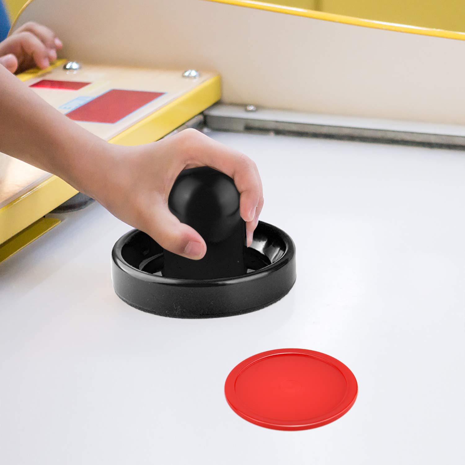 Coopay Air Hockey Paddles & Pucks Set - 4 Strikers & 8 Red Pucks Replacement Accessories for Game Tables - Perfect for Family Game Nights & Arcade Entertainment