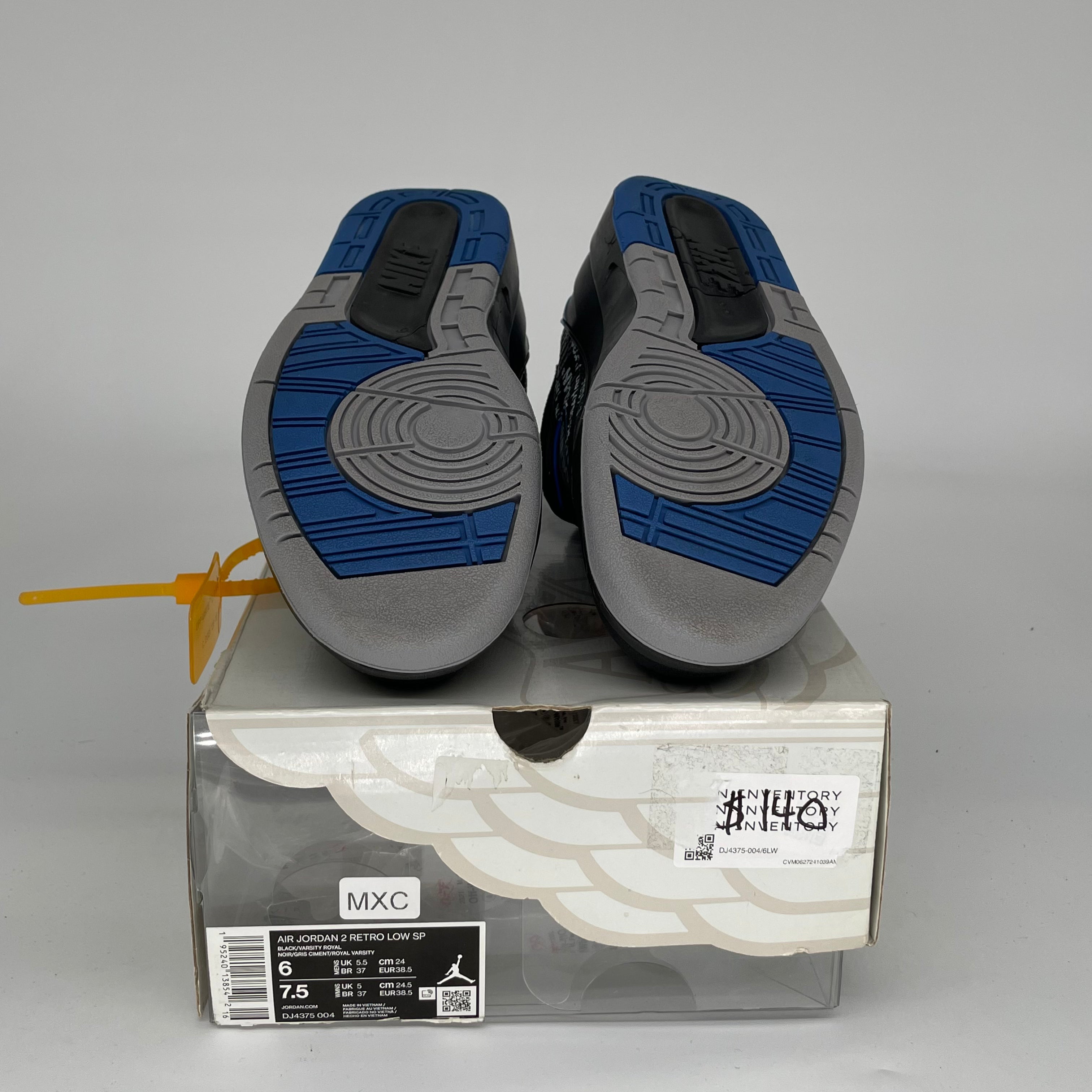 Original Air Jordan 2 Low Off-White Black Blue Men's Basketball Shoes Size 6 DJ4375-004 - Perfect for Streetwear, Sneaker Collecting & Casual Fashion