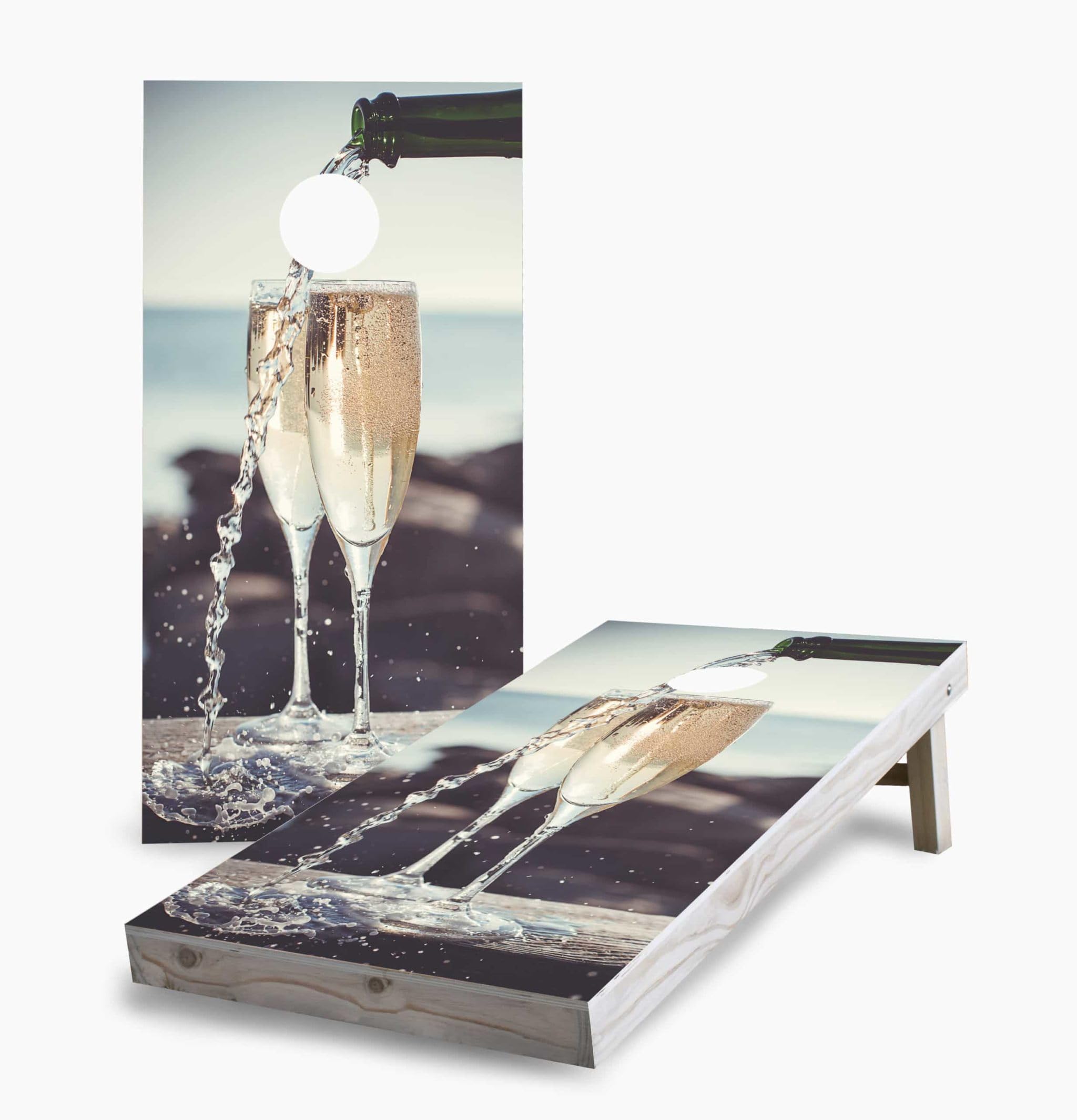 Premium Champagne Pour Corn Hole Board Game Set - 2 Boards & 8 Bags - Perfect for Beach Parties, Backyard BBQs & Outdoor Gatherings