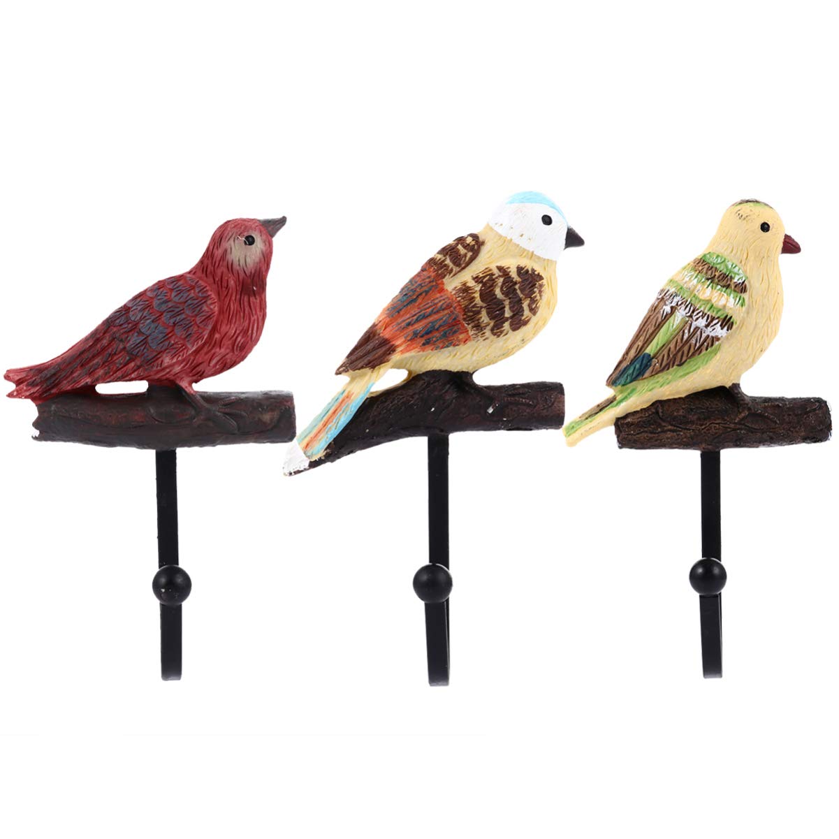 DOITOOL 3-Pack Bird Shaped Wall Hooks - Decorative Coat Hangers for Keys, Hats & Scarves - Space Saving Entryway, Bedroom & Bathroom Organization - Rustic Home Decor Accessories