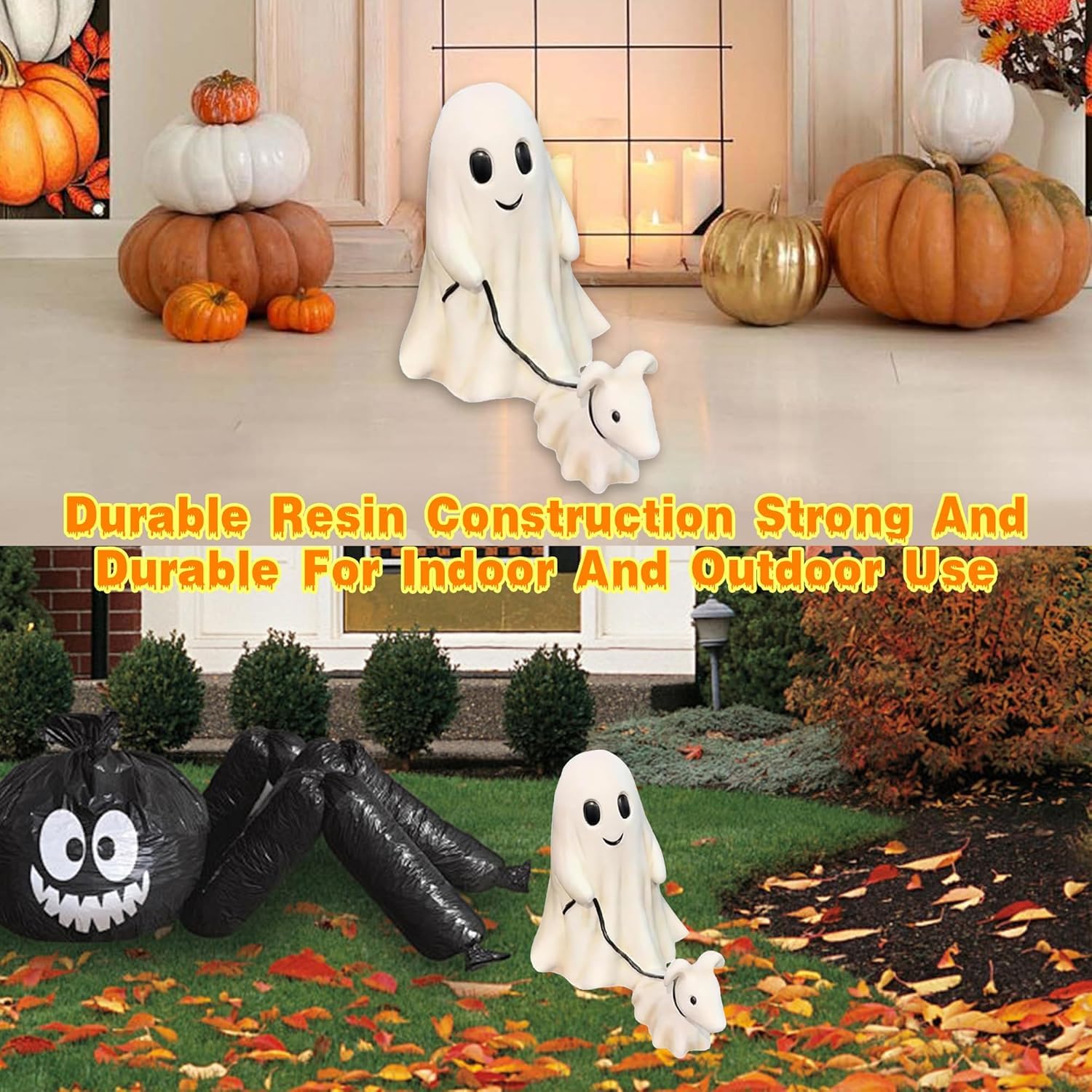 Halloween Ghost Walking Dog Statue - Spooky Cute Ghost Dog Figurine for Home & Tabletop Decor - Perfect for Halloween Party, Yard Display & Gift for Boys