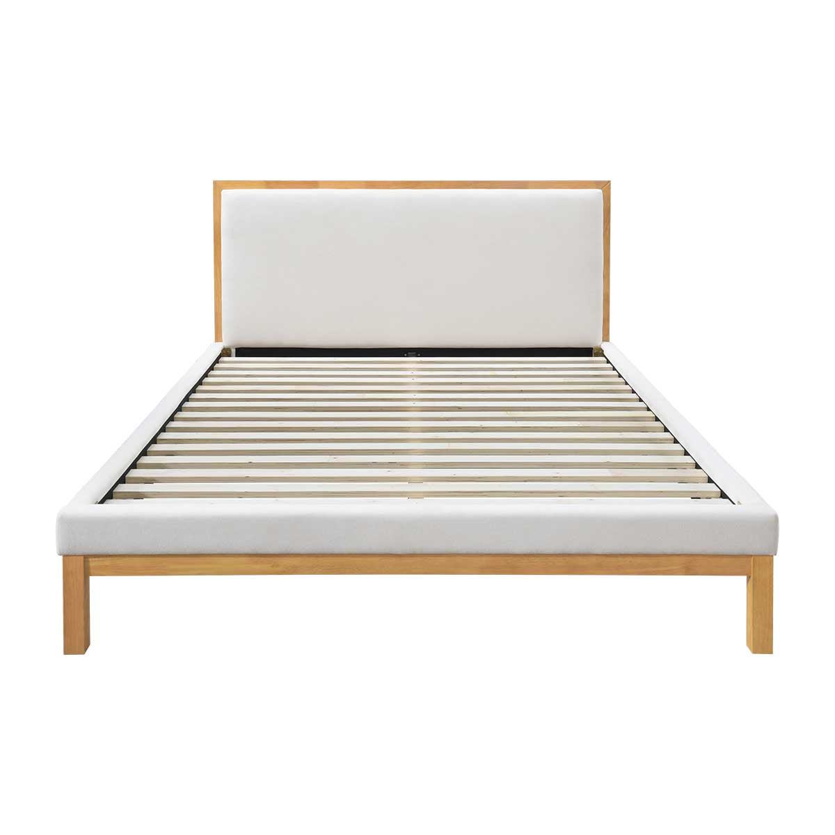 Amelia Queen Size Bed Frame - Solid Oak Wood, Cream Finish - Elegant Bedroom Furniture for Master Bedrooms & Guest Rooms