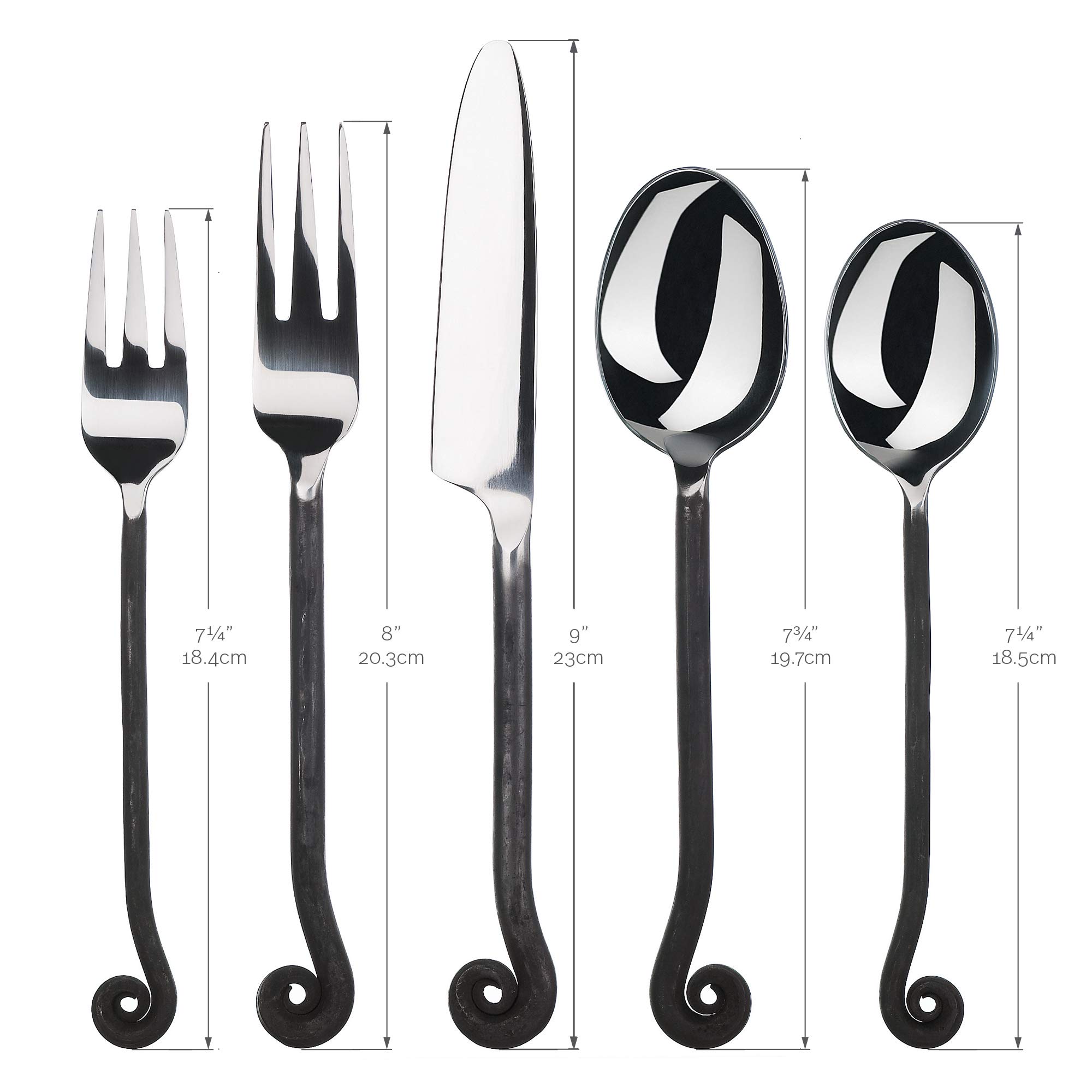 Gourmet Settings 20-Piece Stainless Steel Flatware Set - Treble Clef Collection Black Silverware (Knife, Fork, Spoon) - Dishwasher Safe Kitchen Utensils for Dining, Parties & Everyday Use (34-350)