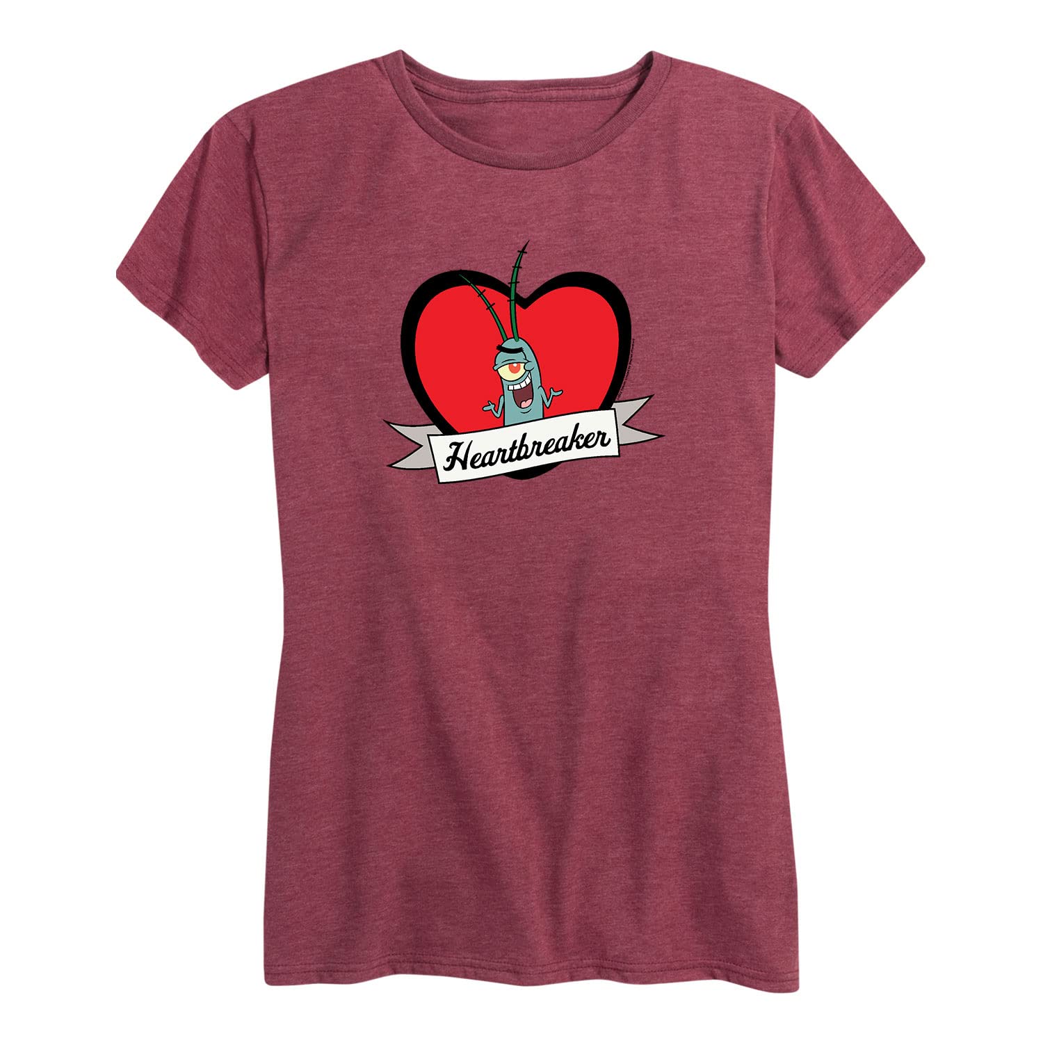 HYBRID APPAREL Women's Spongebob Squarepants Heartbreaker Graphic T-Shirt - Short Sleeve Cotton Tee - Funny Cartoon Casual Top for Women - Perfect for Everyday Wear, Parties & Gifts