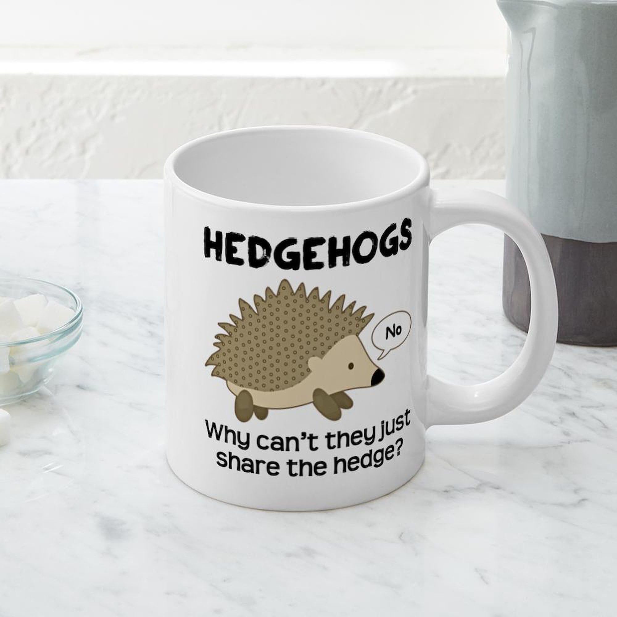 Hedgehog Pun 20oz Ceramic Coffee Mug - Large Insulated Tea Cup with Cute Animal Design - Perfect for Home, Office & Gift Giving