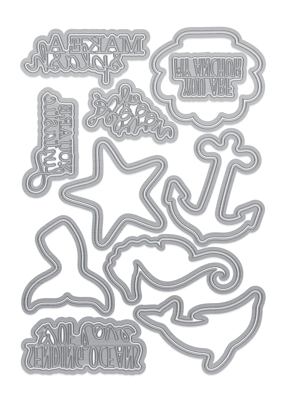Under The Sea Shakers and Sentiments Die Set 5326E - Ocean Theme Card Making & Scrapbooking Supplies for DIY Crafts