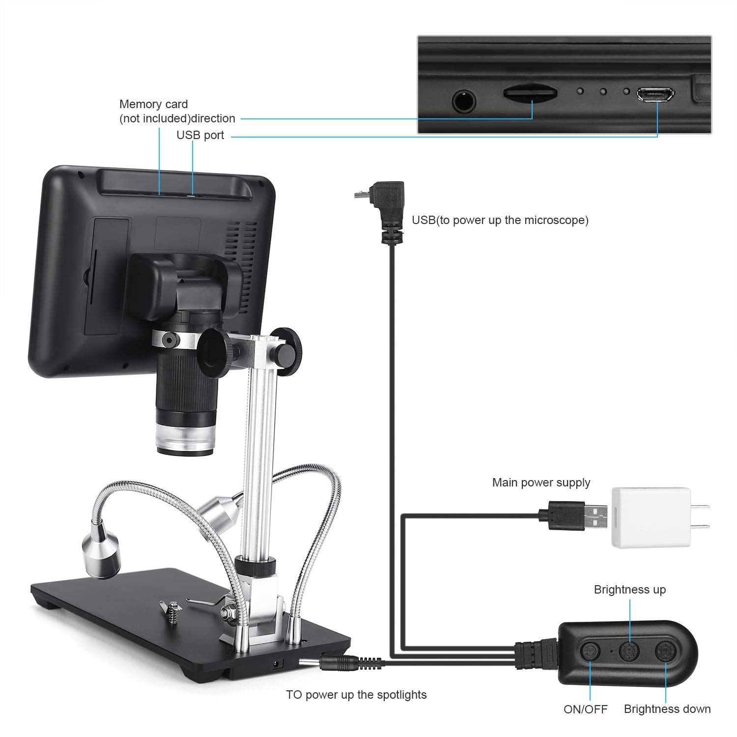 Andonstar AD206 7-inch LCD Digital Microscope - 200X Magnification Zoom for Soldering, Phone Repair & Circuit Board Inspection | Electronics Microscope for Hobbyists, Engineers & DIY Projects