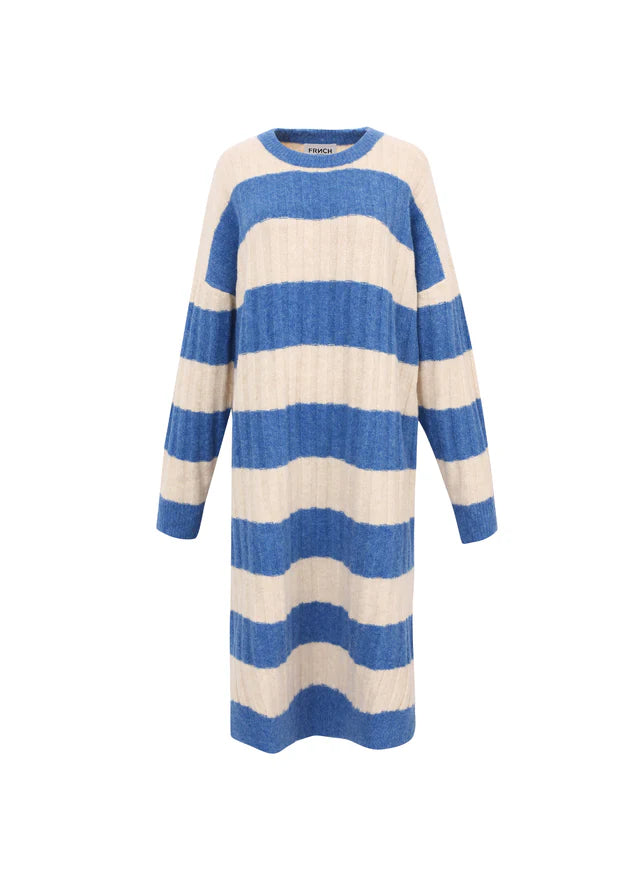 Stylish Coryne Jumper Dress in Blue Jean & Beige - Perfect for Casual Outings, Workwear, and Date Nights