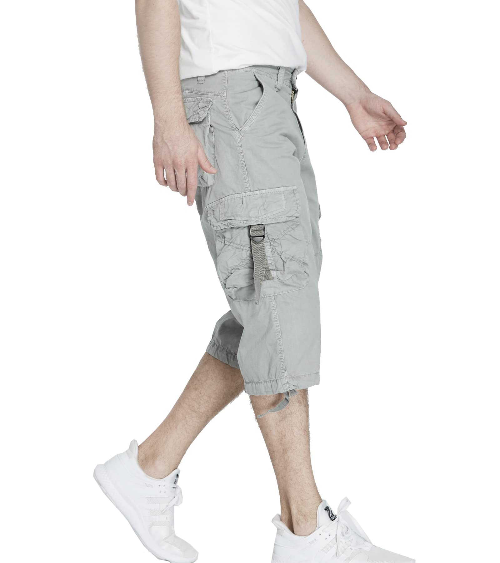 Men's 3/4 Length Cargo Shorts - Below The Knee Casual & Utility Shorts for Outdoor Activities, Hiking, Travel and Summer Wear