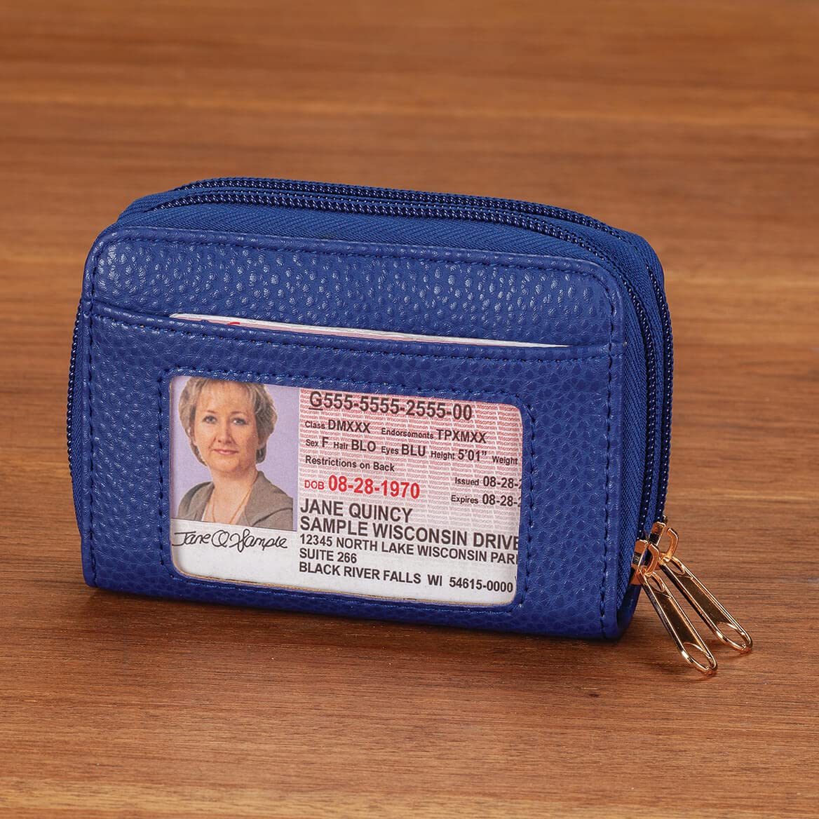 Fox Valley Traders RFID Blocking Zip Around Wallet for Women & Men - Slim Travel Wallet with Multiple Card Slots & ID Window - Perfect for Travel, Business & Everyday Use (Blue)