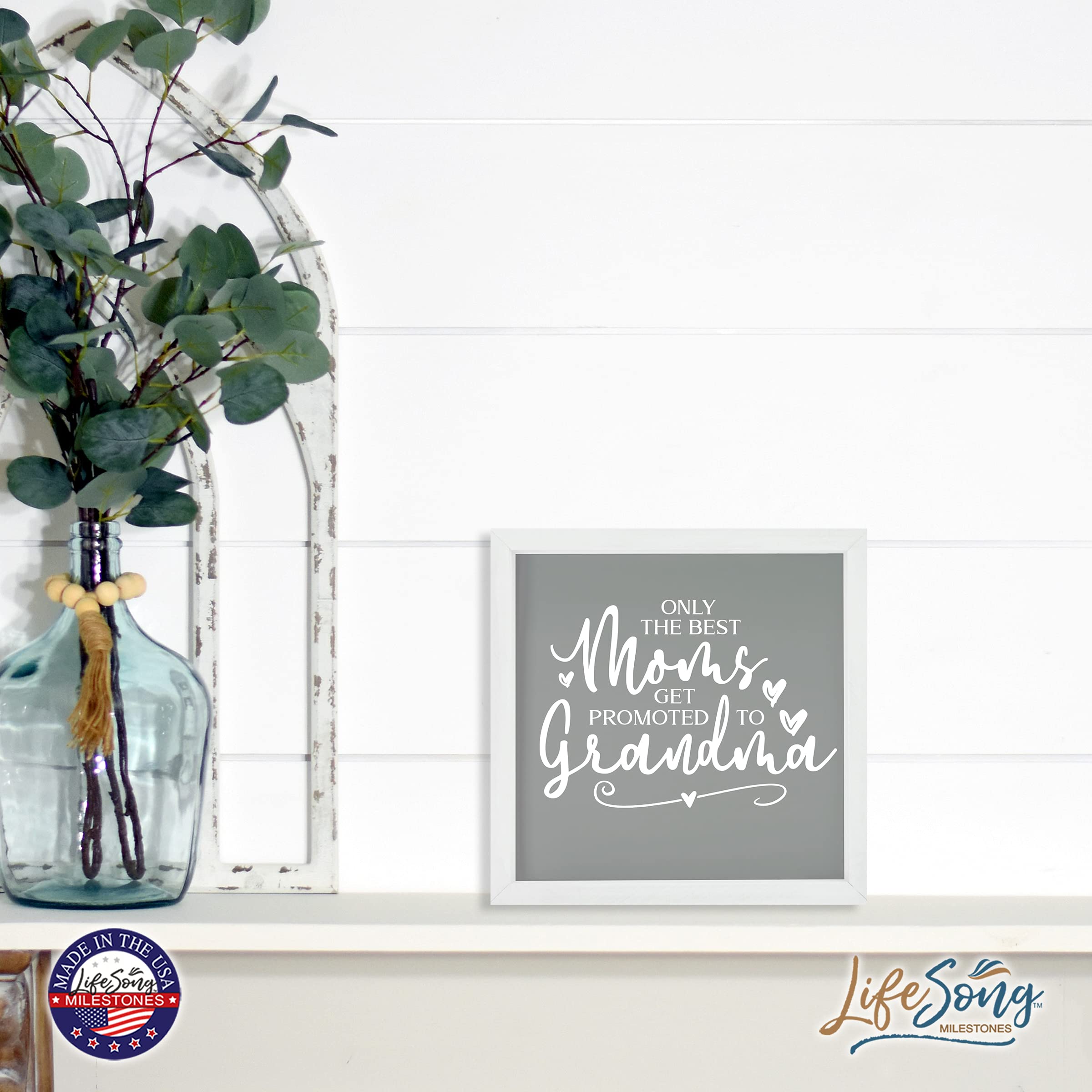 LifeSong Milestones Custom Inspirational Wooden Wall Art - 7x7 Framed Shadow Box with Funny Modern Quotes - Perfect Gift for Best Moms (Ivory) - Home Decor, Office Inspiration, Nursery Wall Art