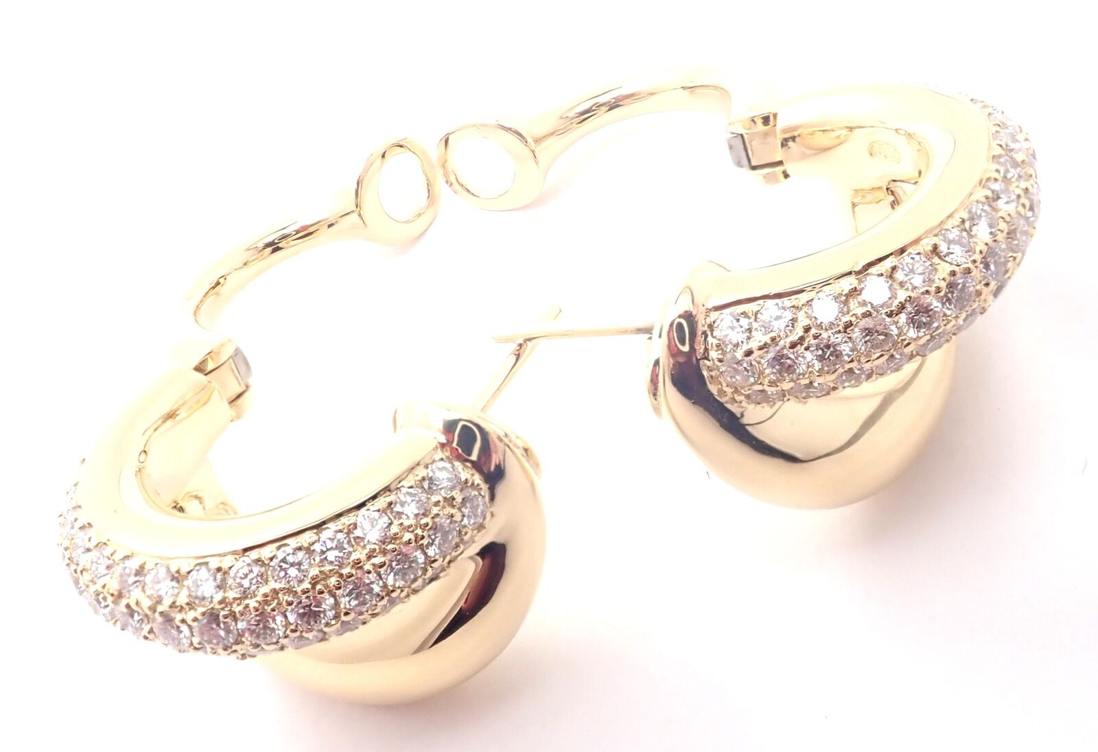 Authentic Mauboussin Paris 18K Yellow Gold Diamond Double Hoop Earrings for Women - Luxury French Jewelry for Parties, Weddings & Special Occasions