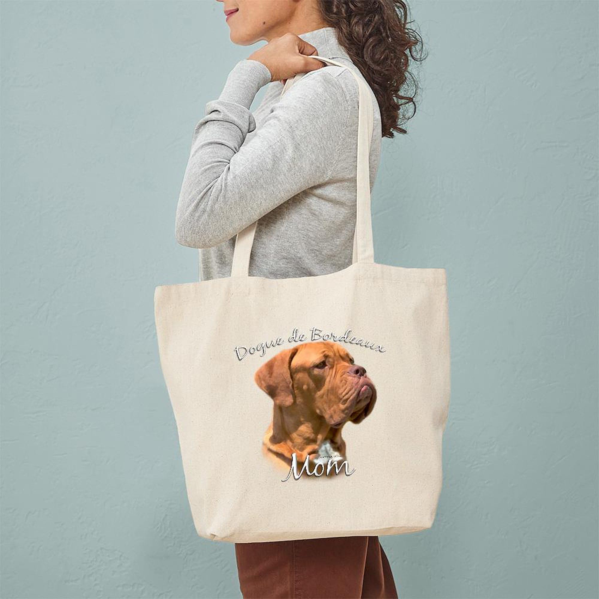 Dogue Mom2 Tote Bag - Natural Canvas Reusable Shopping Bag for Women | Eco-Friendly Grocery Tote, Beach Bag & Work Tote - Perfect for Shopping, Travel & Daily Use