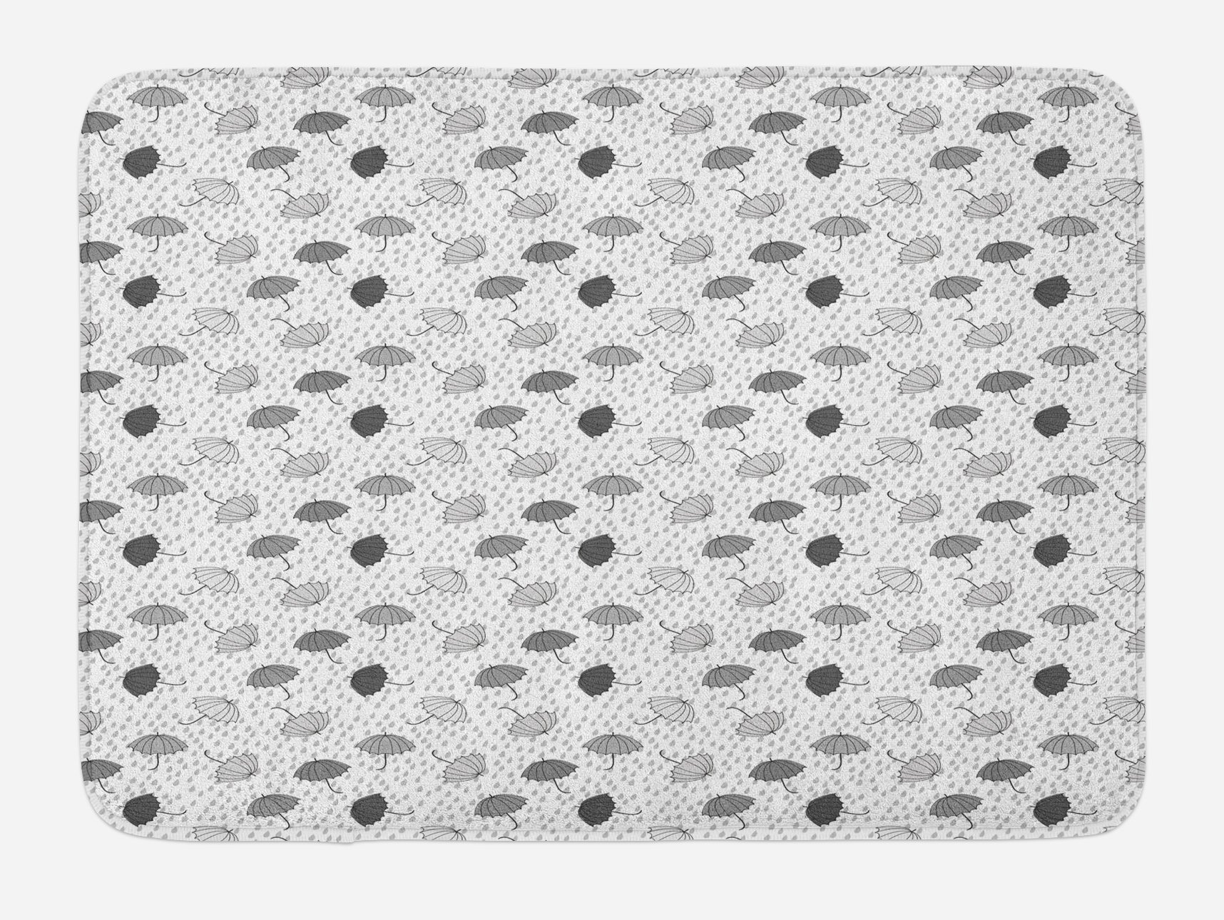 Ambesonne Non-Slip Plush Bath Mat - Abstract Umbrella Rain Pattern in Grey & White, 30.2