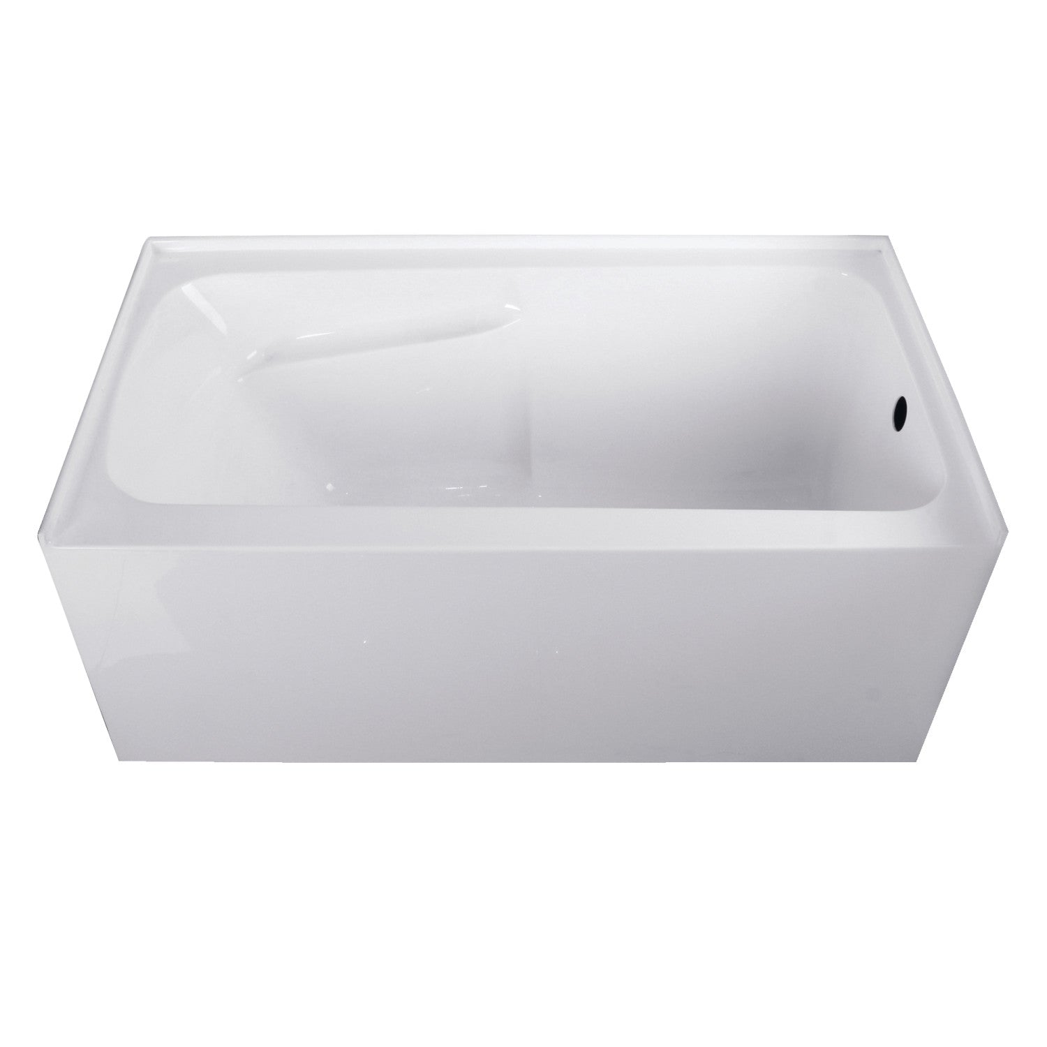 Aqua Eden 54-Inch Acrylic Rectangular 3-Wall Alcove Bathtub with Armrest & Right Drain - Glossy White - Perfect for Small Bathrooms & Spa-Like Relaxation