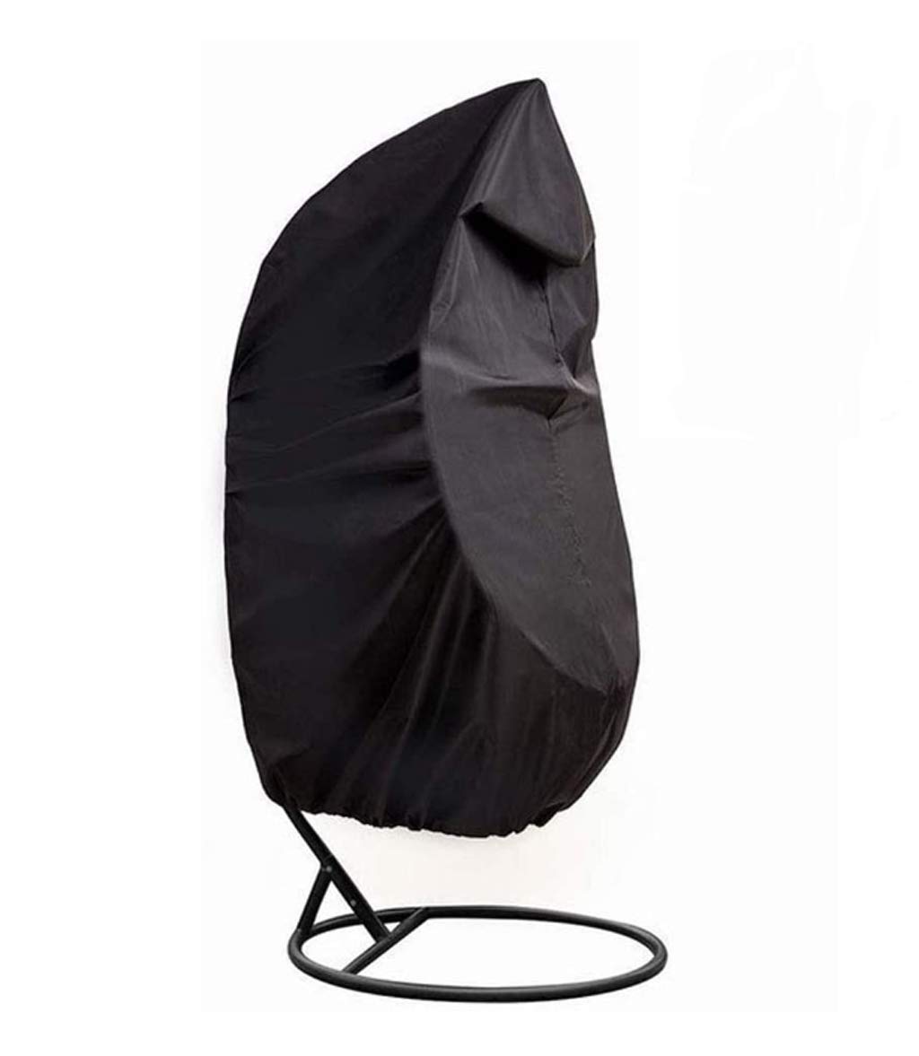 Waterproof Hanging Chair Cover for Outdoor Patio Swing - Heavy Duty Wicker Egg Chair Protector, Weather Resistant Furniture Cover (Black) - Perfect for Garden, Balcony & Backyard Use