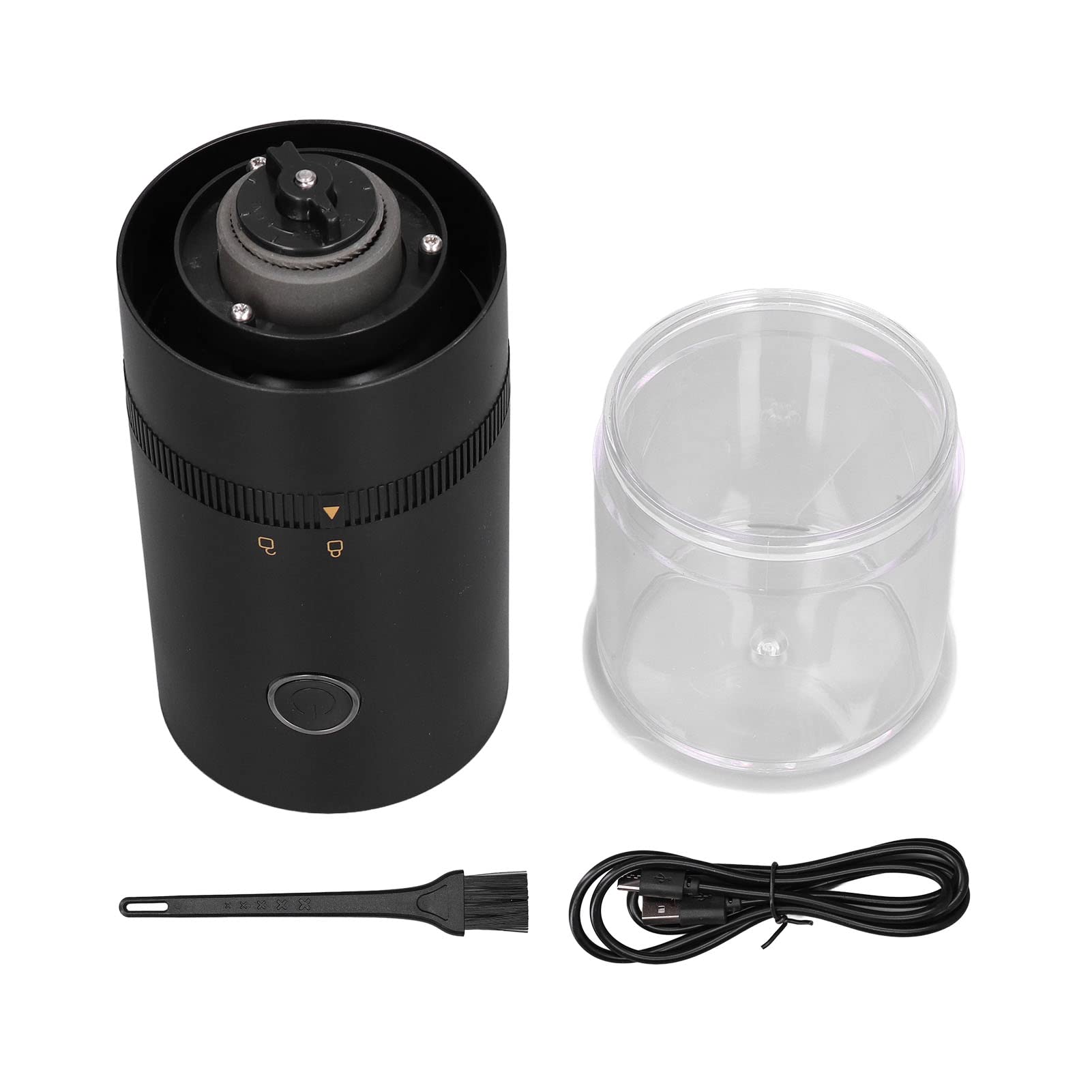 Premium Electric Coffee Grinder - Portable USB Rechargeable Transparent Coffee Bean Grinder for Espresso, French Press & Drip Coffee - Perfect for Home, Kitchen & Travel (Black)