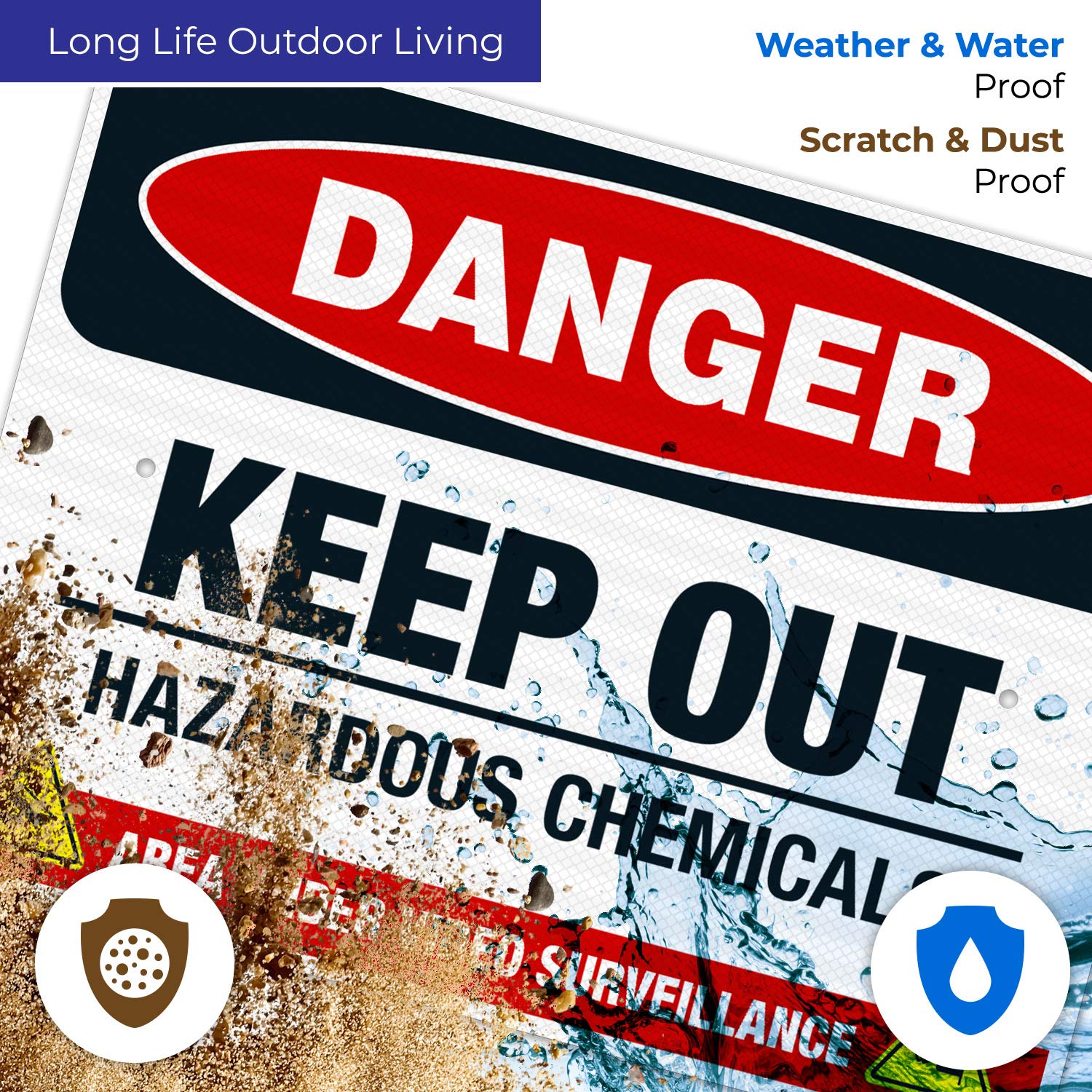 OSHA Danger Sign - Keep Out Hazardous Chemicals Warning Sign | 18x24 Inches Reflective Aluminum | 3M EGP .080 Thick | Fade Resistant for Indoor & Outdoor Use | Made in USA | Ideal for Chemical Storage Areas, Laboratories & Industrial Facilities
