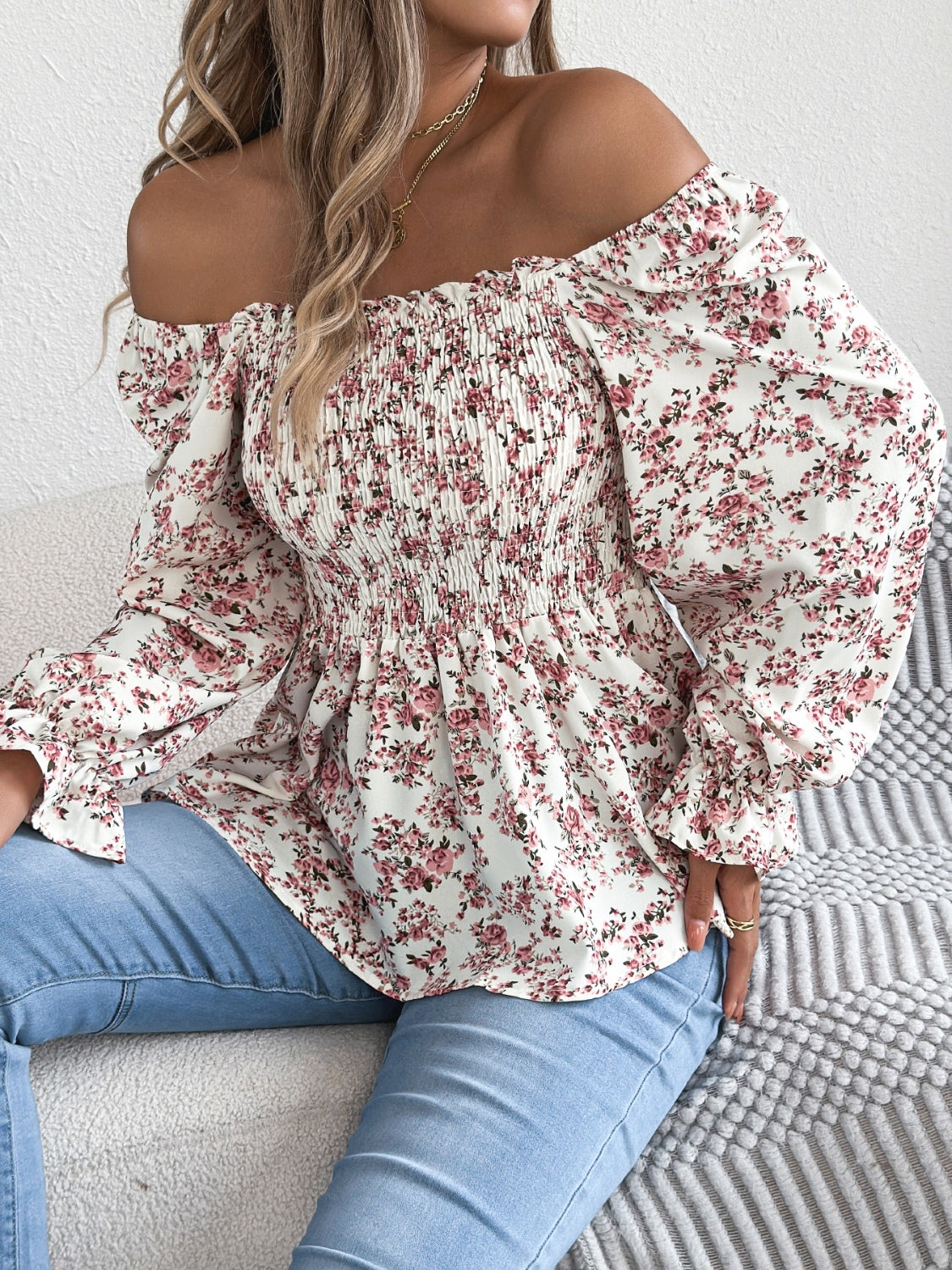 Floral Square Neck Flounce Sleeve Blouse for Women | Elegant Spring Summer Tops | Perfect for Office, Date Night & Special Occasions