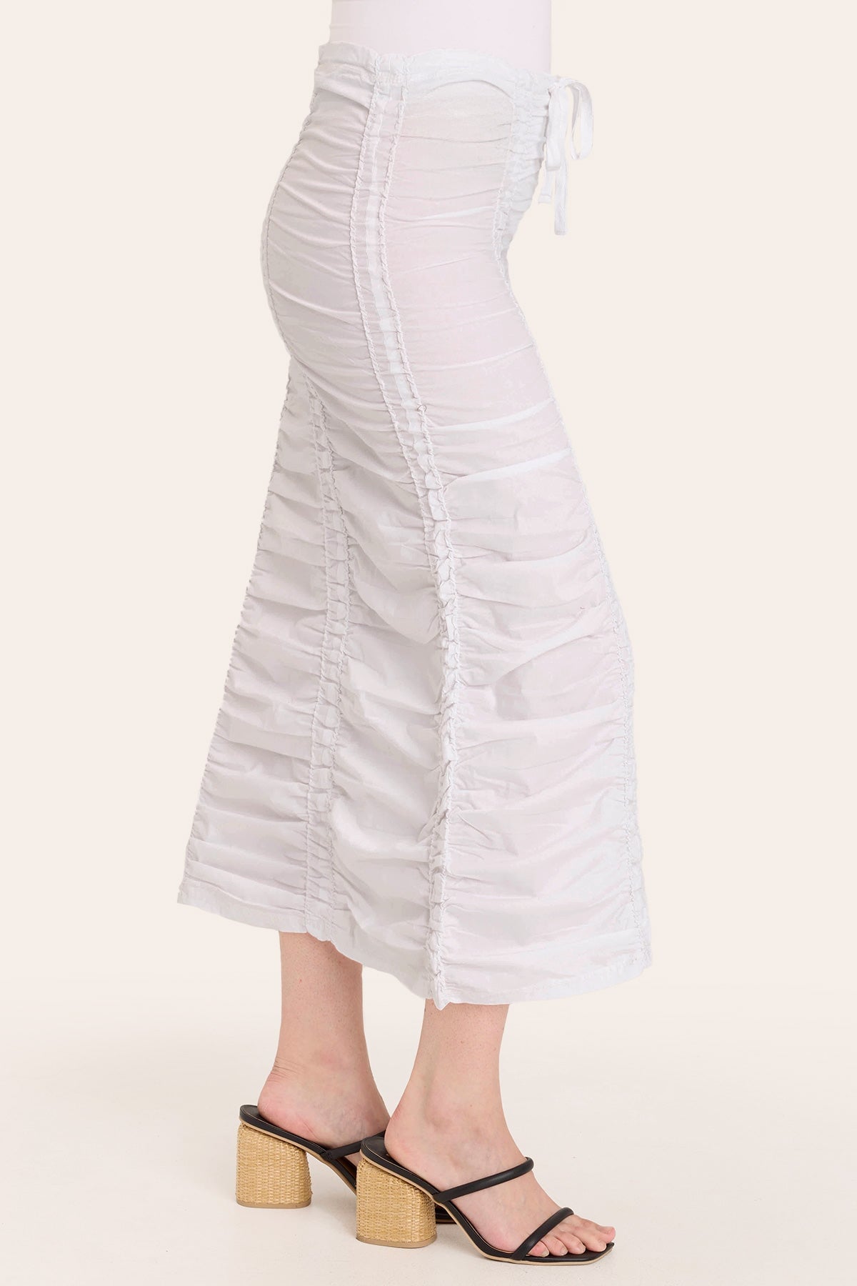 Double Shirred Panel Skirt - Women's Flowy Midi Skirt with Elastic Waist | Perfect for Summer Outfits, Beach Vacations & Boho Fashion
