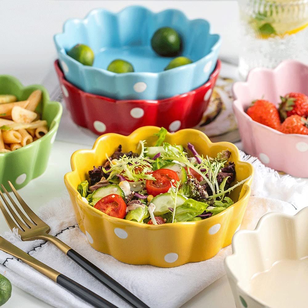 Japanese Ceramic Salad Bowl 400ML - Creative Beige Fruit, Dessert, Rice & Soup Bowl for Kitchen & Dining - Perfect for Salads, Snacks, Meals & Home Decor