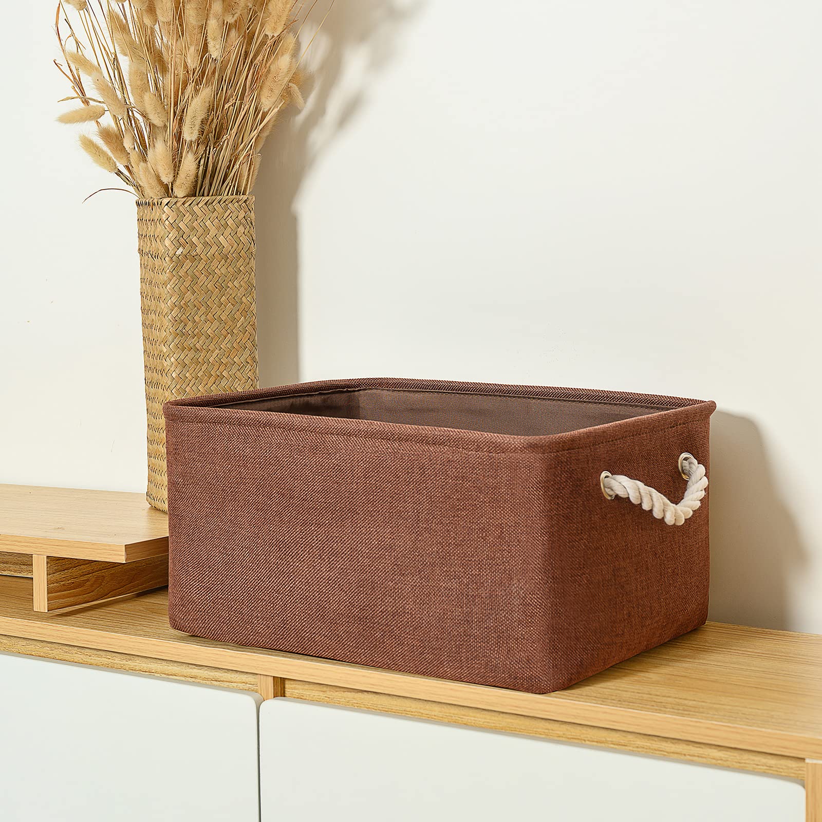 TheWarmHome Large Rectangular Fabric Storage Bin with Handles - 15