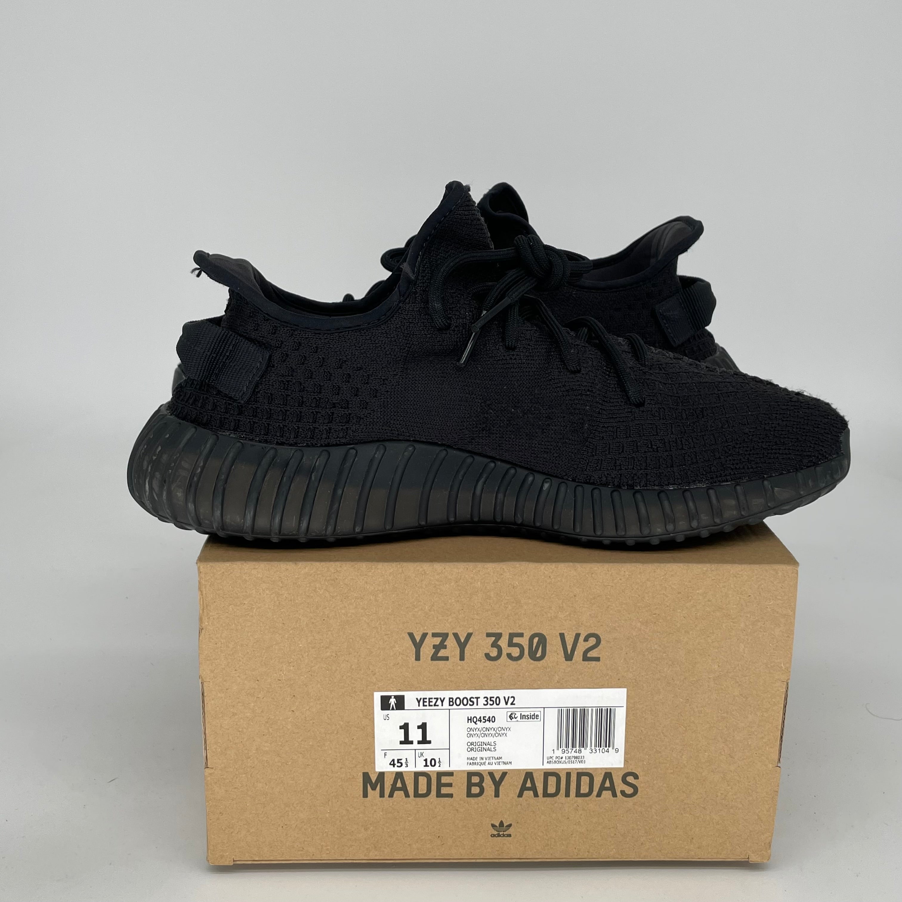 Adidas Yeezy Boost 350 V2 Onyx Black Men's Running Shoes Size 11 - HQ4540 | Comfortable Sneakers for Running, Gym Workouts & Casual Streetwear Fashion