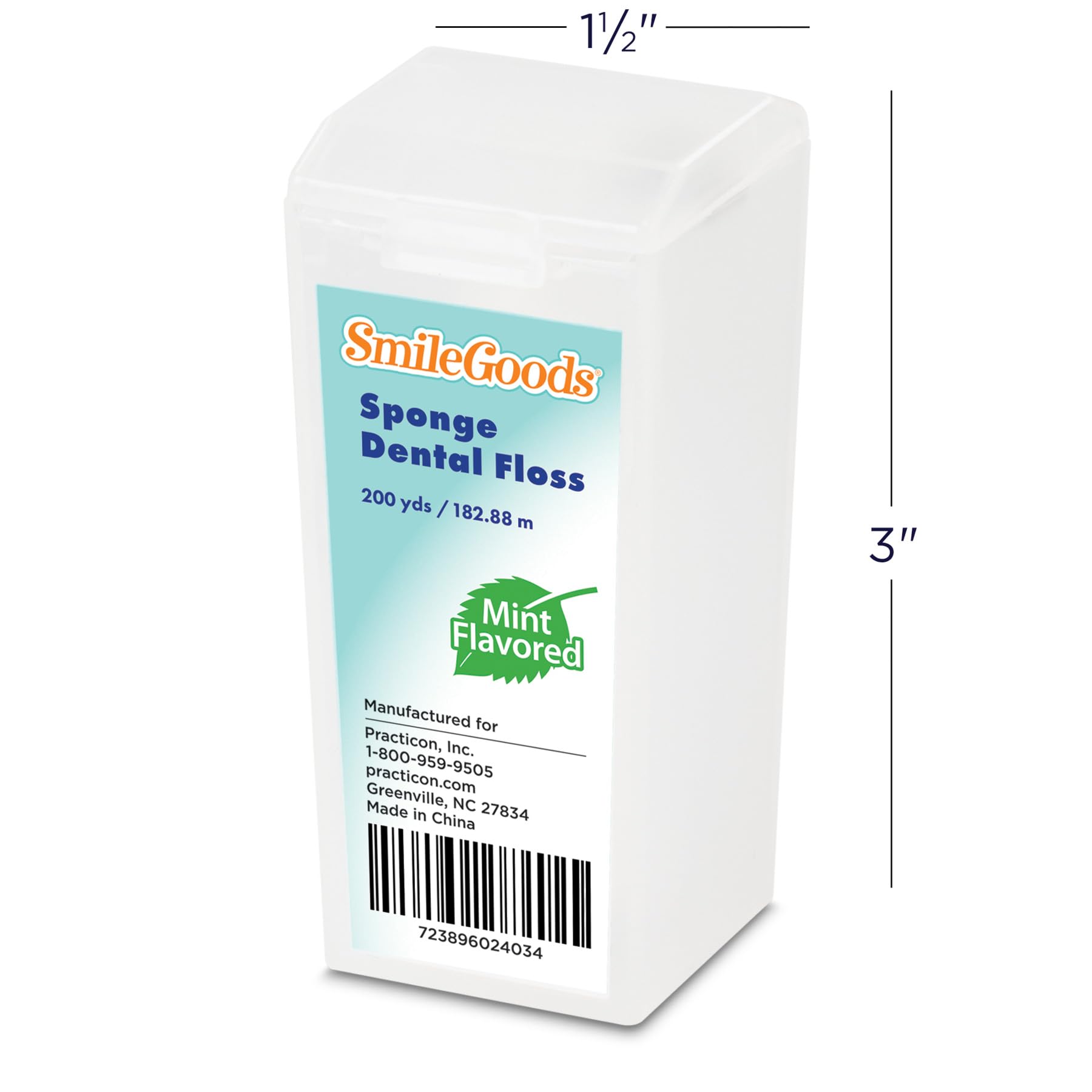 SmileGoods Mint Dental Floss Spool - 200 Yards Waxed String for Teeth Cleaning & Oral Care - Perfect for Travel, Home & Office Use