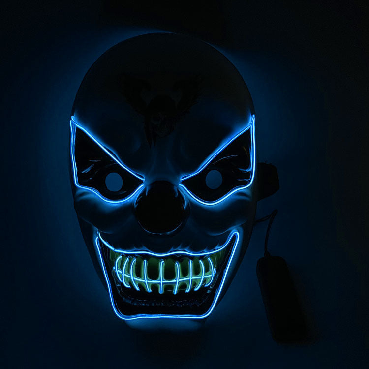 Glow in The Dark Halloween LED Light Up Mask - Scary Glowing Face Cover for Costume Parties & Trick or Treating