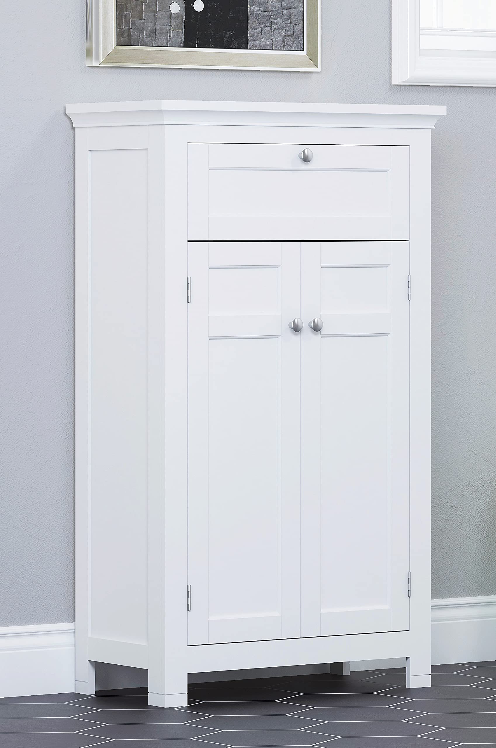 Freestanding Bathroom Cabinet with Drawer & Adjustable Shelf - White Tall Floor Storage Organizer for Bath Essentials, Towels & Toiletries | Perfect for Small Bathrooms, Apartments & Vanity Areas