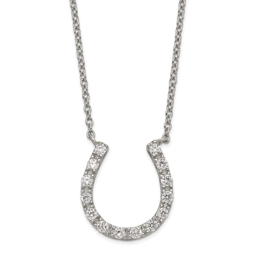 925 Sterling Silver CZ Horseshoe Pendant Necklace for Women - Elegant Jewelry Gift for Good Luck & Protection