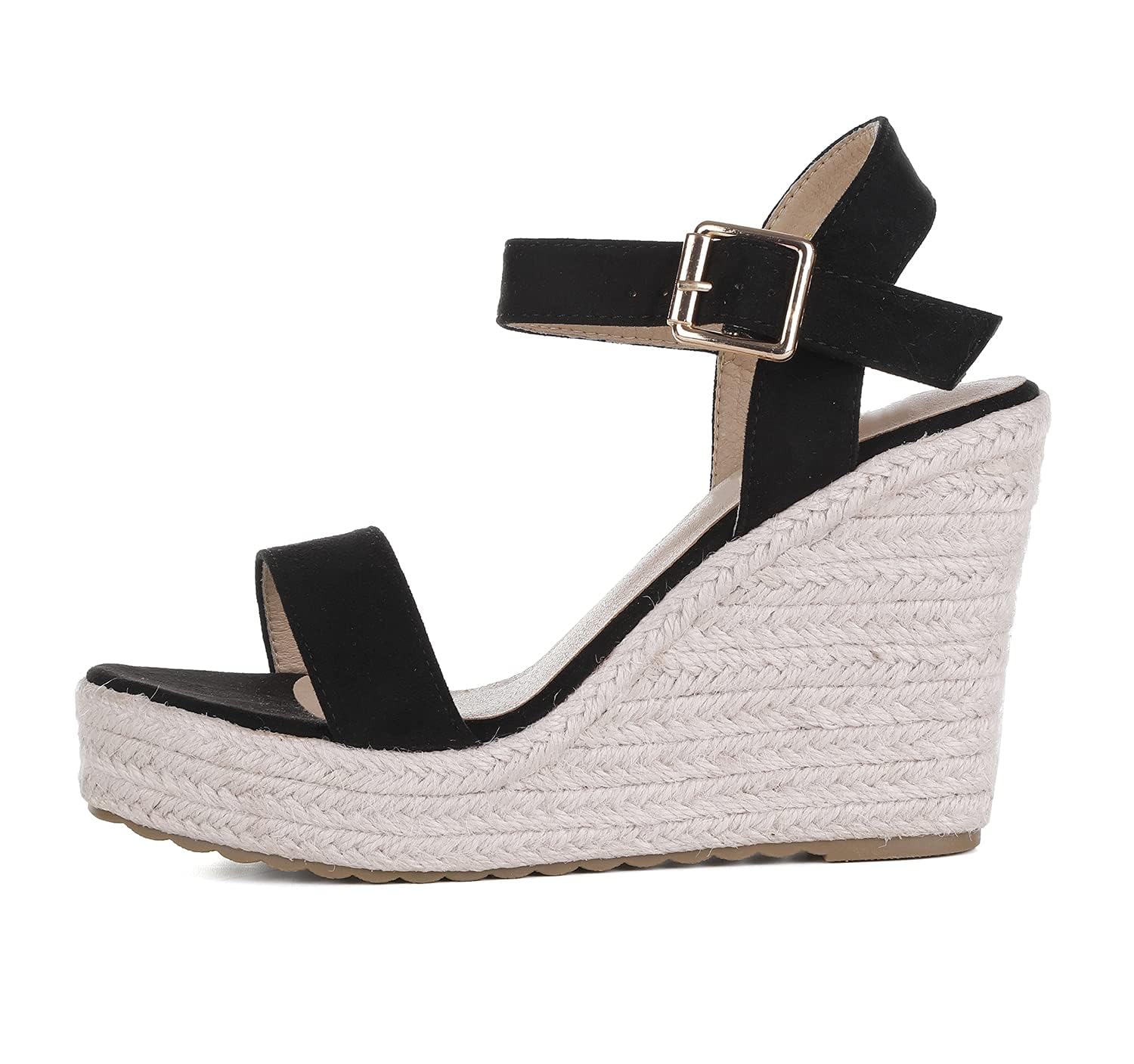 Women's Platform Wedge Sandals with Ankle Strap - Open Toe Summer Casual Shoes in Straw Woven Design | Perfect for Beach, Vacation, and Everyday Wear