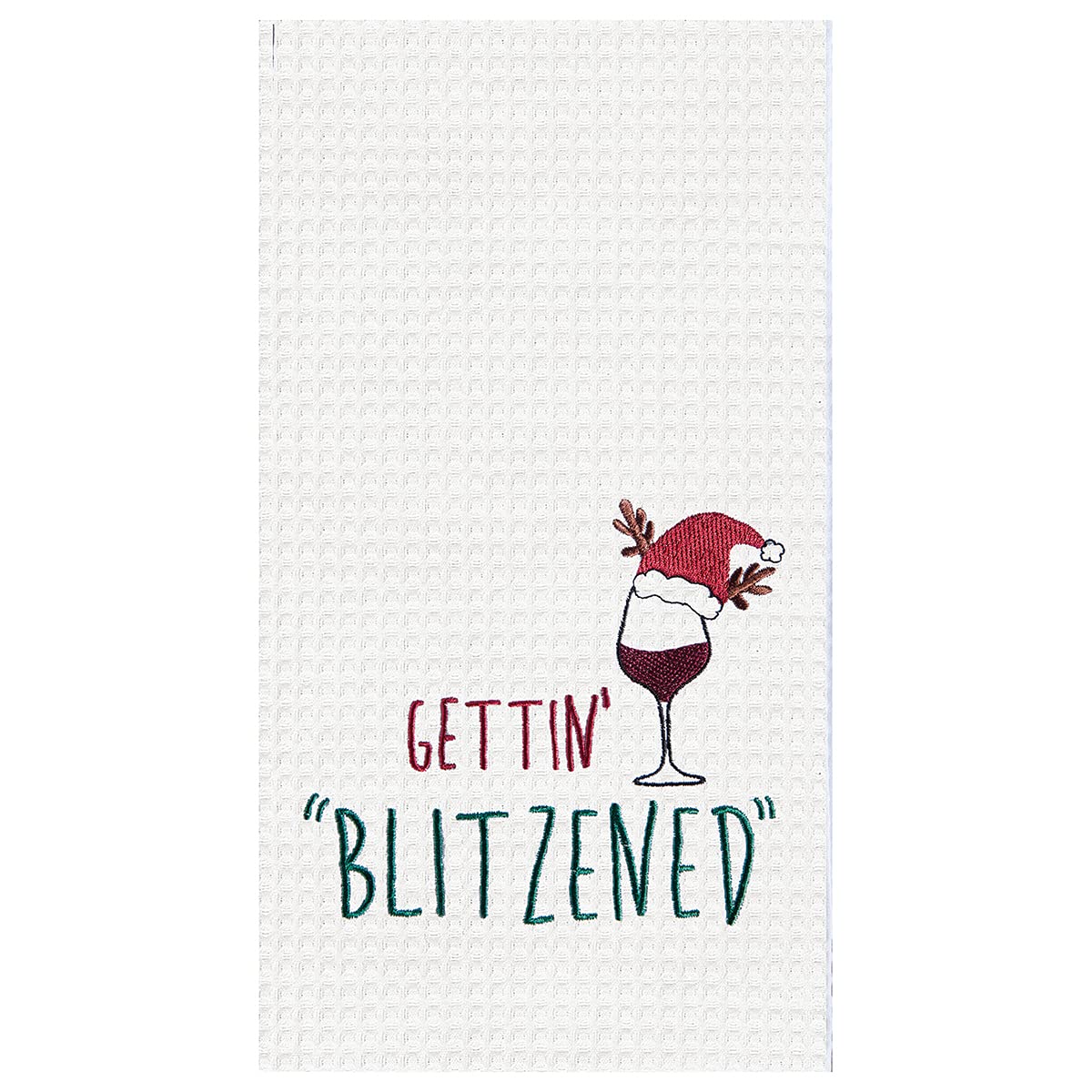 Premium Cotton Christmas Embroidered Waffle Weave Kitchen Towel Set - 18